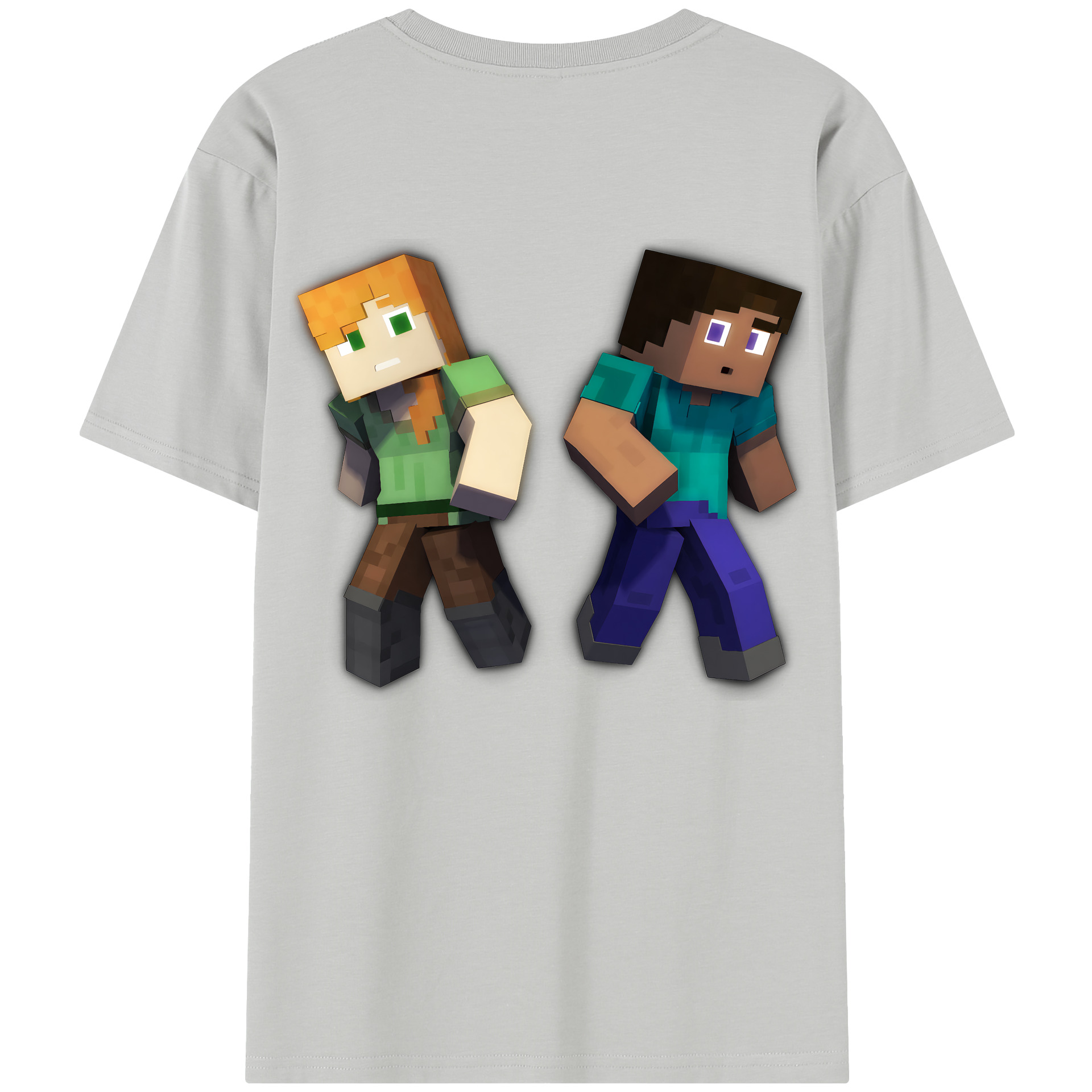 （画像用） マインクラフト ブロックの世界 Minecraft MC Block world レディース半袖Tシャツ(バックプリント)