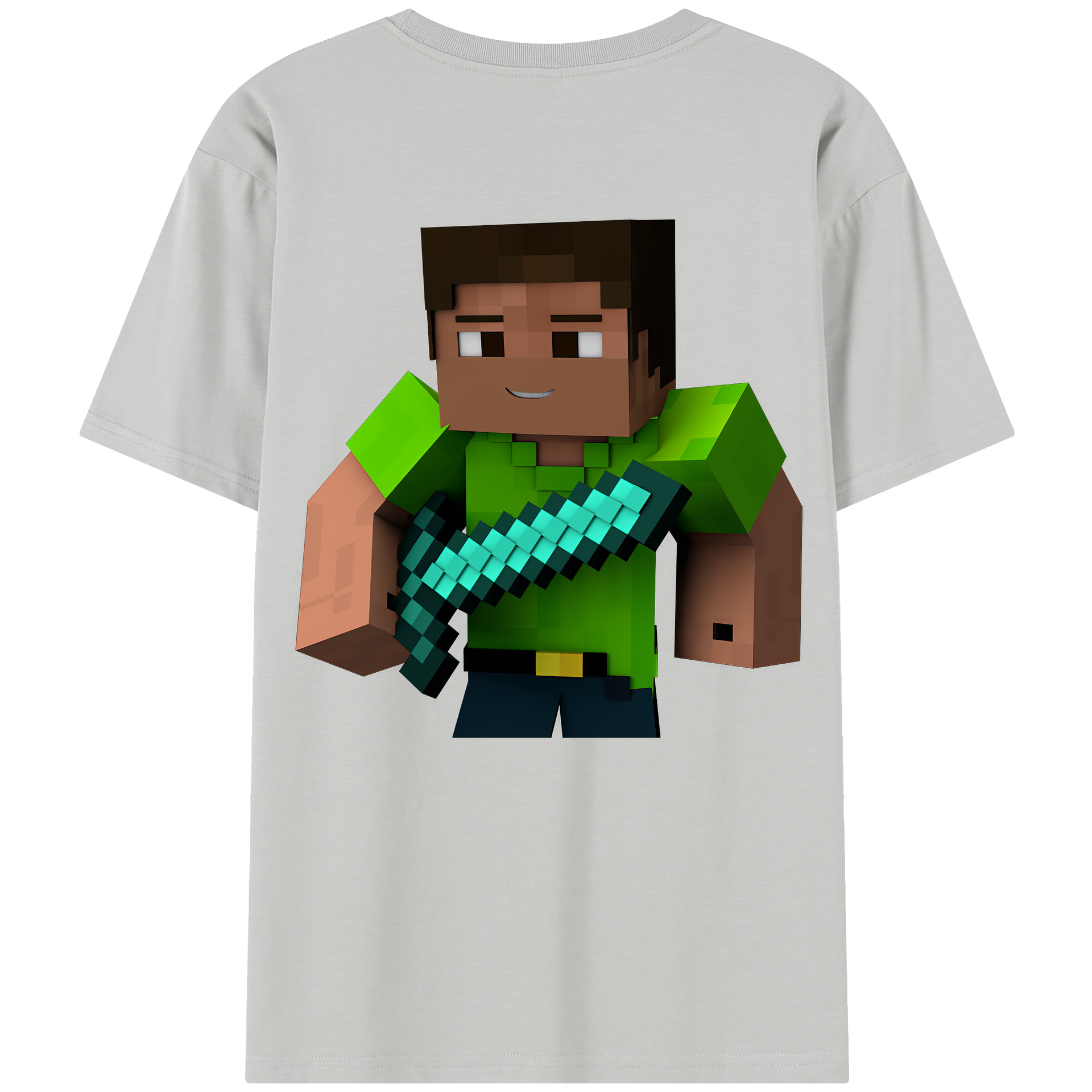 （画像用） マインクラフト ブロックの世界 Minecraft MC Block world レディース半袖Tシャツ(バックプリント)