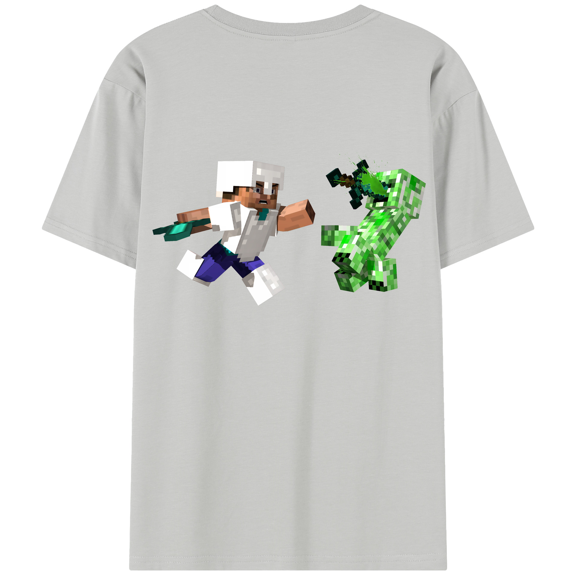 （画像用） マインクラフト ブロックの世界 Minecraft MC Block world レディース半袖Tシャツ(バックプリント)