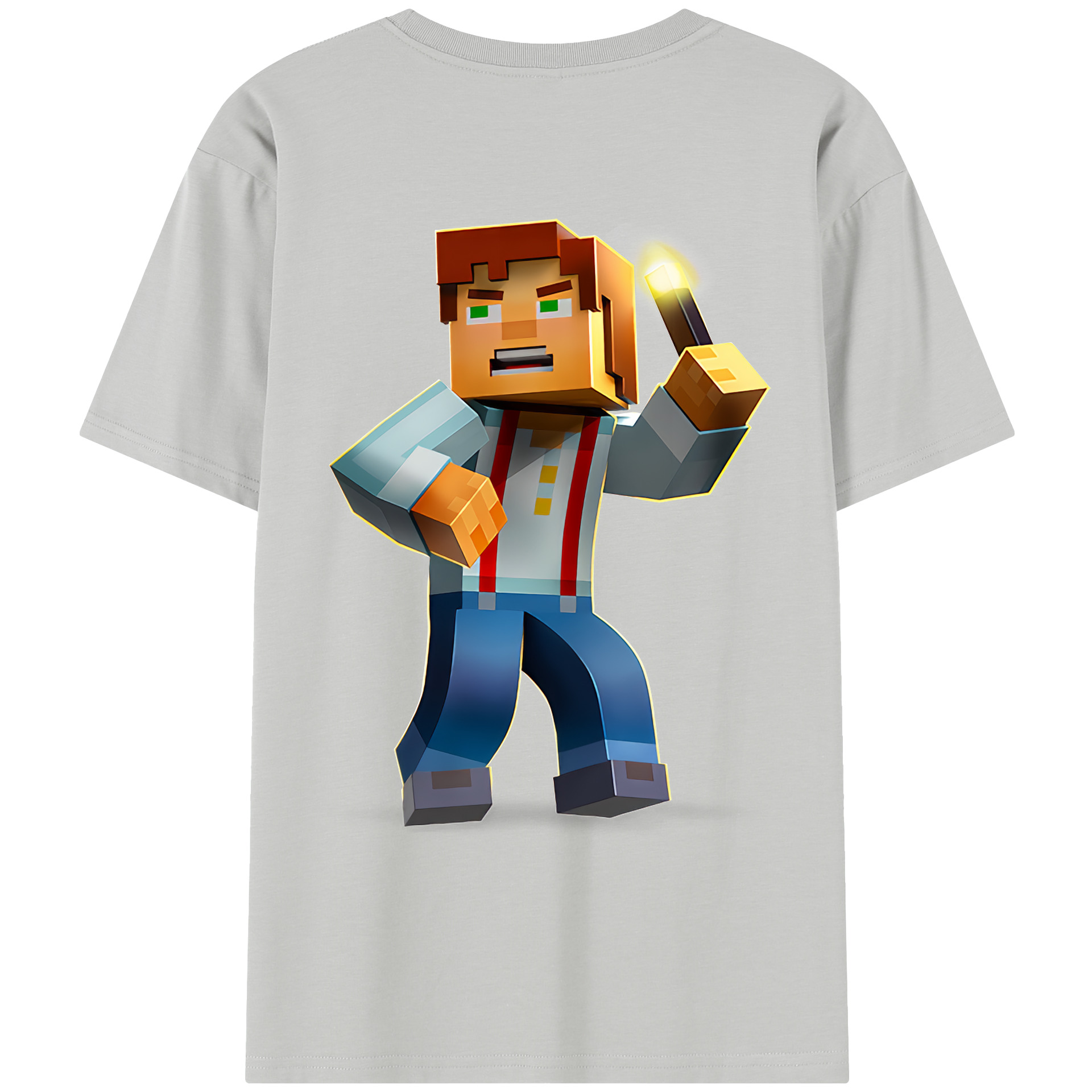 （画像用） マインクラフト ブロックの世界 Minecraft MC Block world レディース半袖Tシャツ(バックプリント)