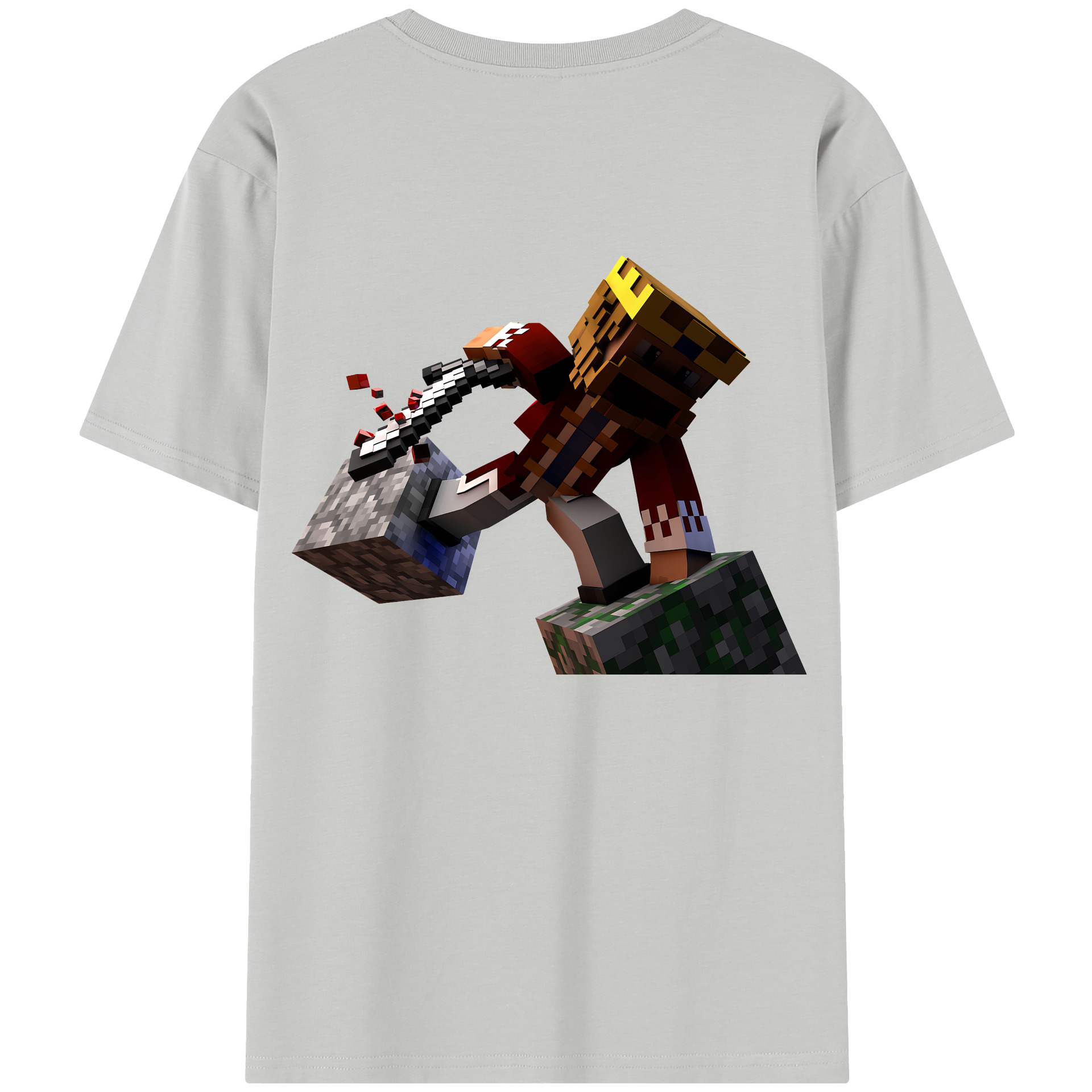 （画像用） マインクラフト ブロックの世界 Minecraft MC Block world レディース半袖Tシャツ(バックプリント)