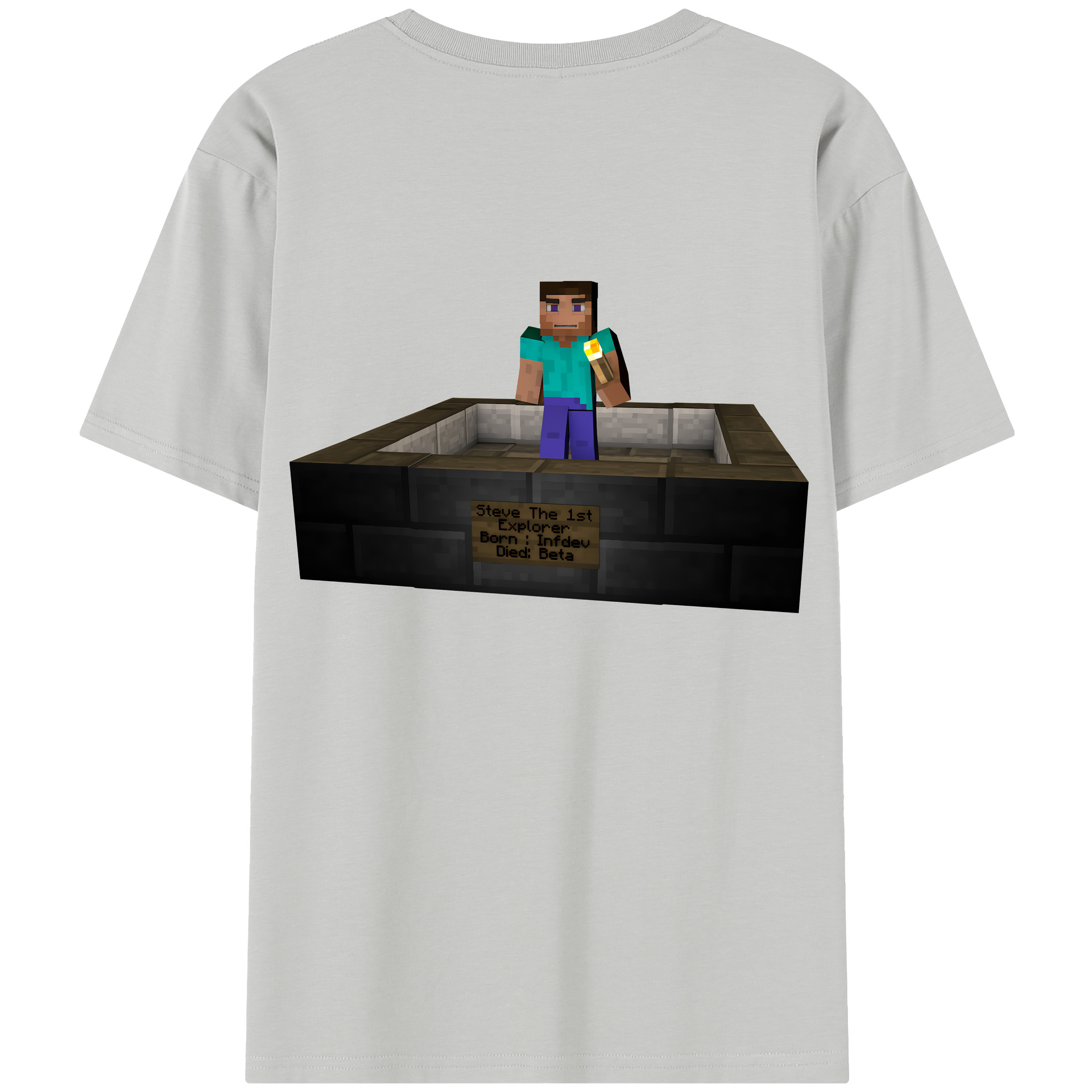 （画像用） マインクラフト ブロックの世界 Minecraft MC Block world レディース半袖Tシャツ(バックプリント)