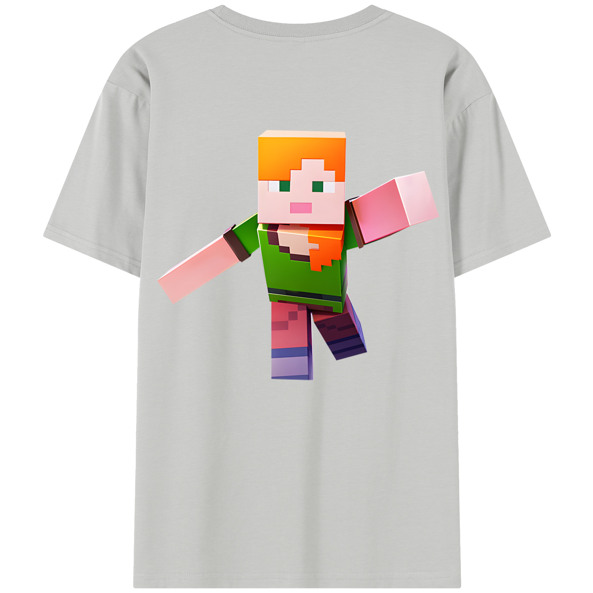 （画像用） マインクラフト ブロックの世界 Minecraft MC Block world レディース半袖Tシャツ(バックプリント)