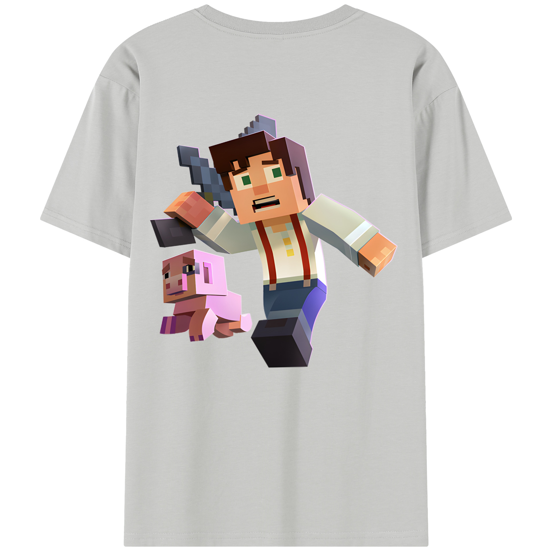 （画像用） マインクラフト ブロックの世界 Minecraft MC Block world レディース半袖Tシャツ(バックプリント)