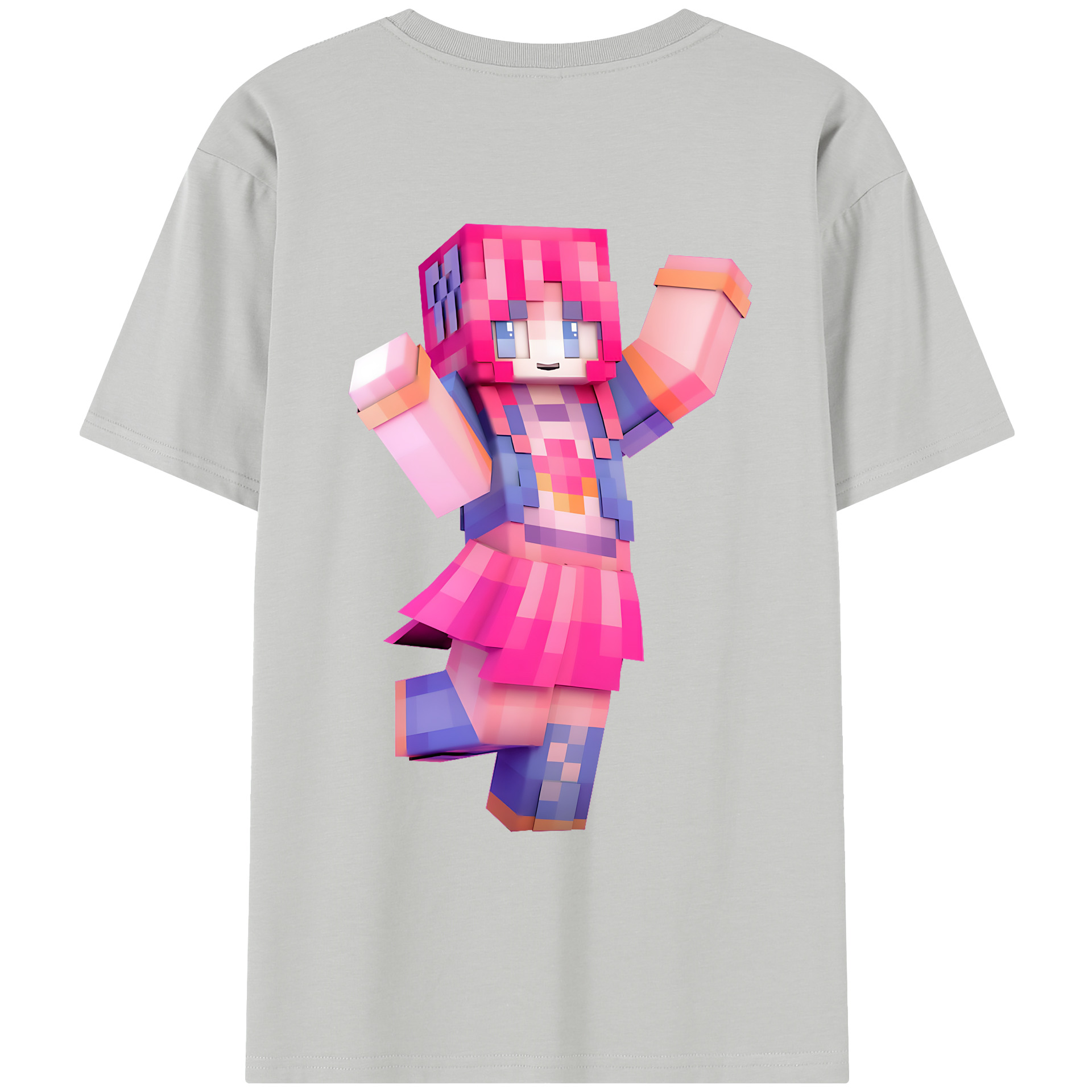 （画像用） マインクラフト ブロックの世界 Minecraft MC Block world レディース半袖Tシャツ(バックプリント)