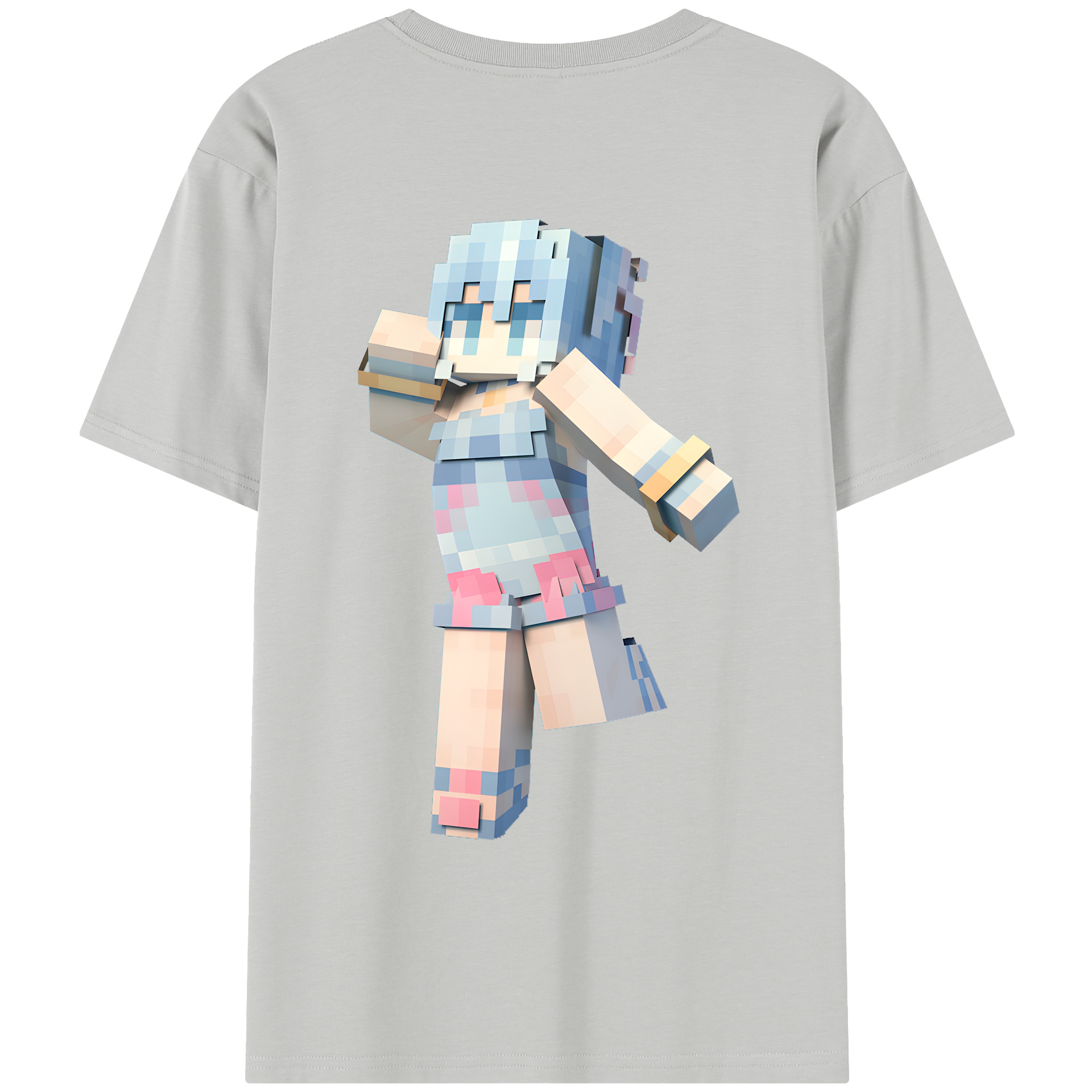 （画像用） マインクラフト ブロックの世界 Minecraft MC Block world レディース半袖Tシャツ(バックプリント)