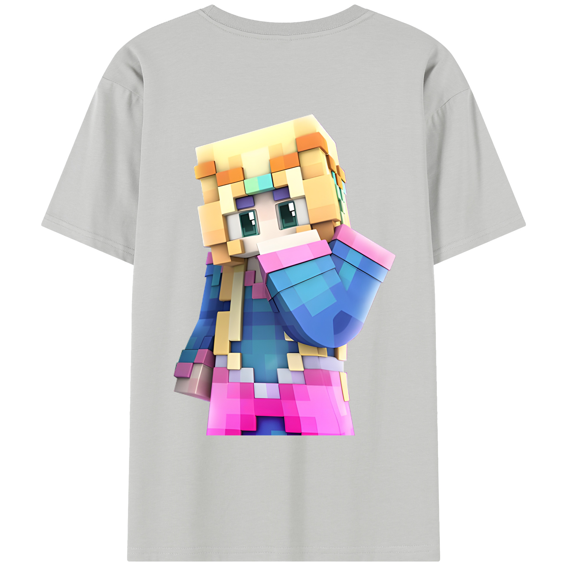 （画像用） マインクラフト ブロックの世界 Minecraft MC Block world レディース半袖Tシャツ(バックプリント)