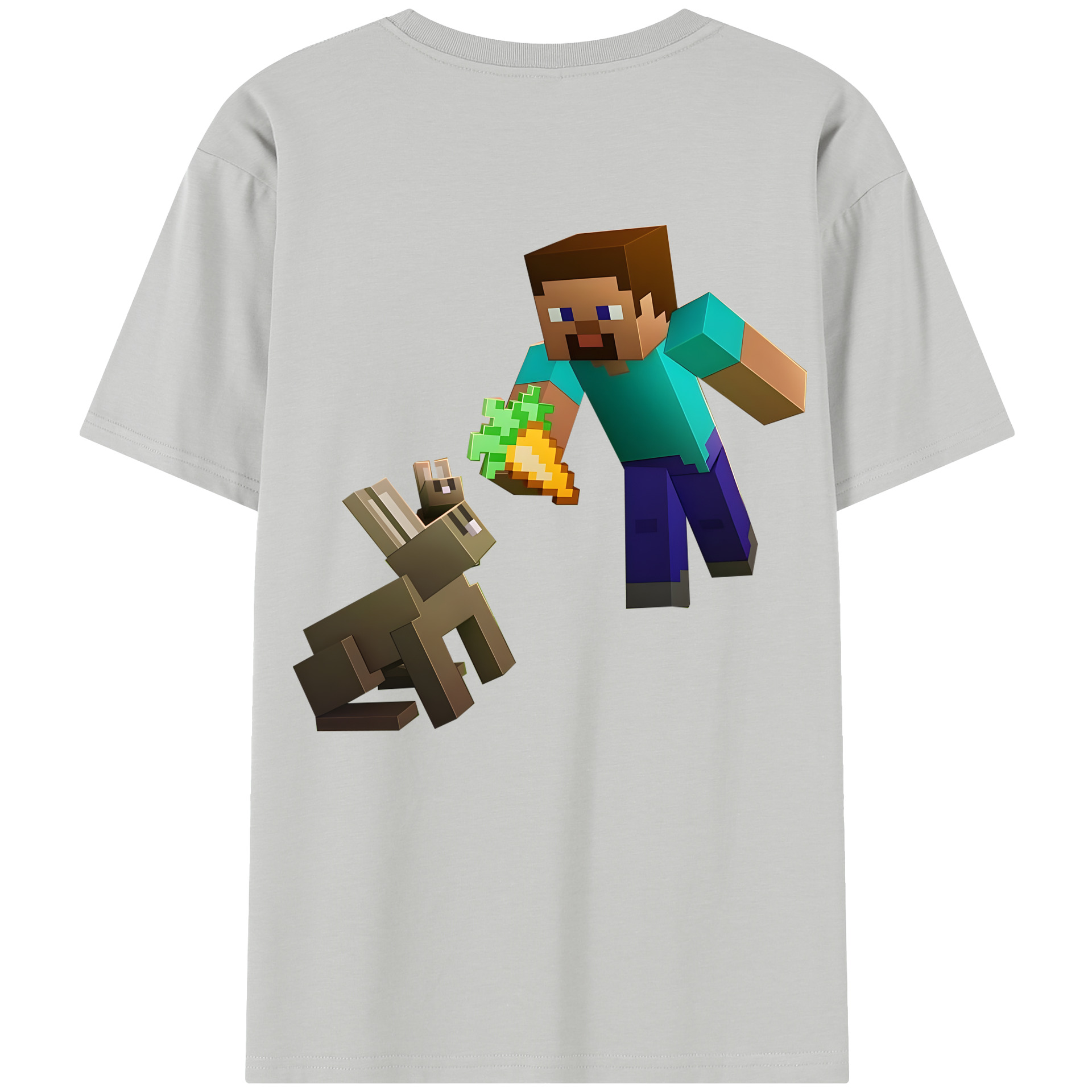 （画像用） マインクラフト ブロックの世界 Minecraft MC Block world レディース半袖Tシャツ(バックプリント)