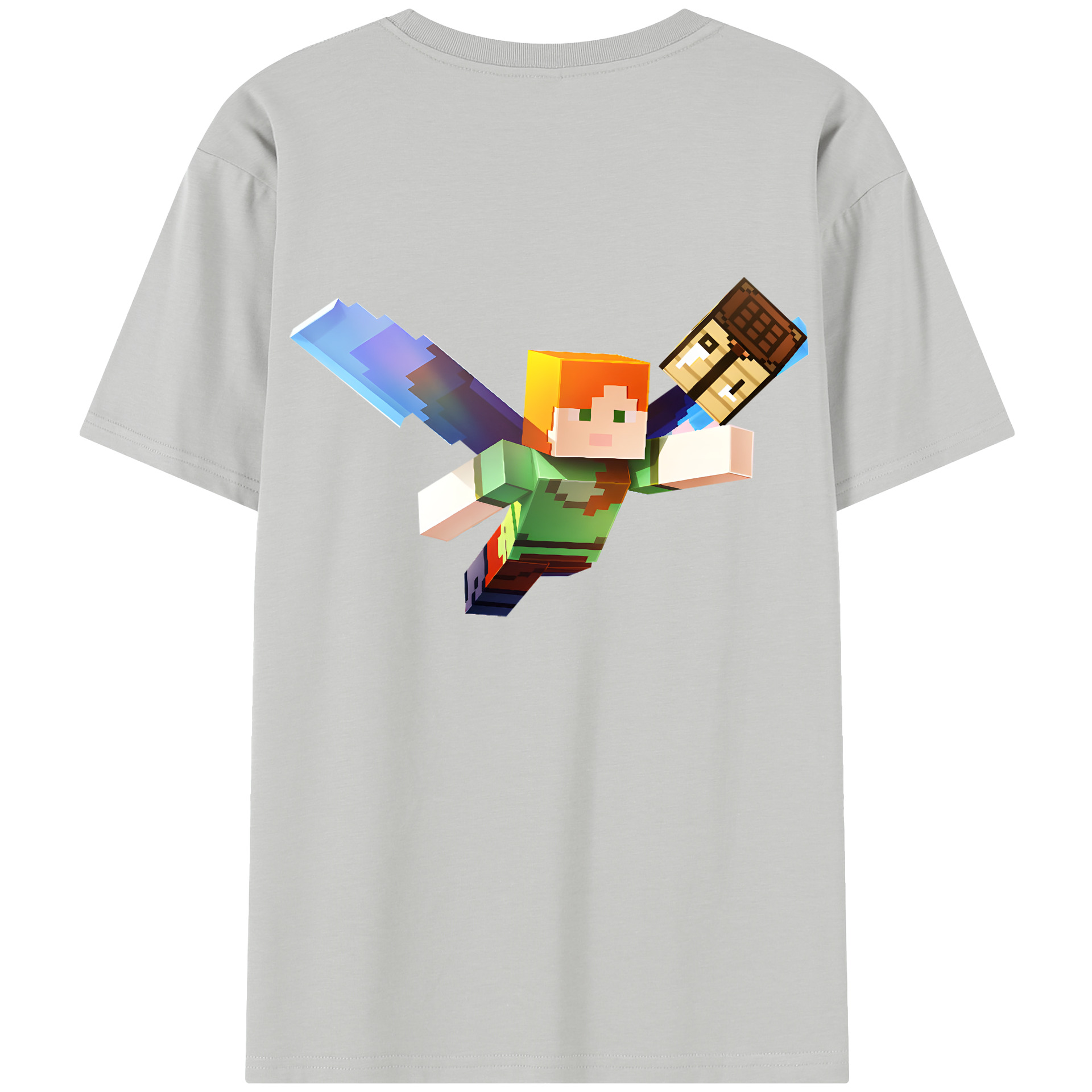 （画像用） マインクラフト ブロックの世界 Minecraft MC Block world レディース半袖Tシャツ(バックプリント)