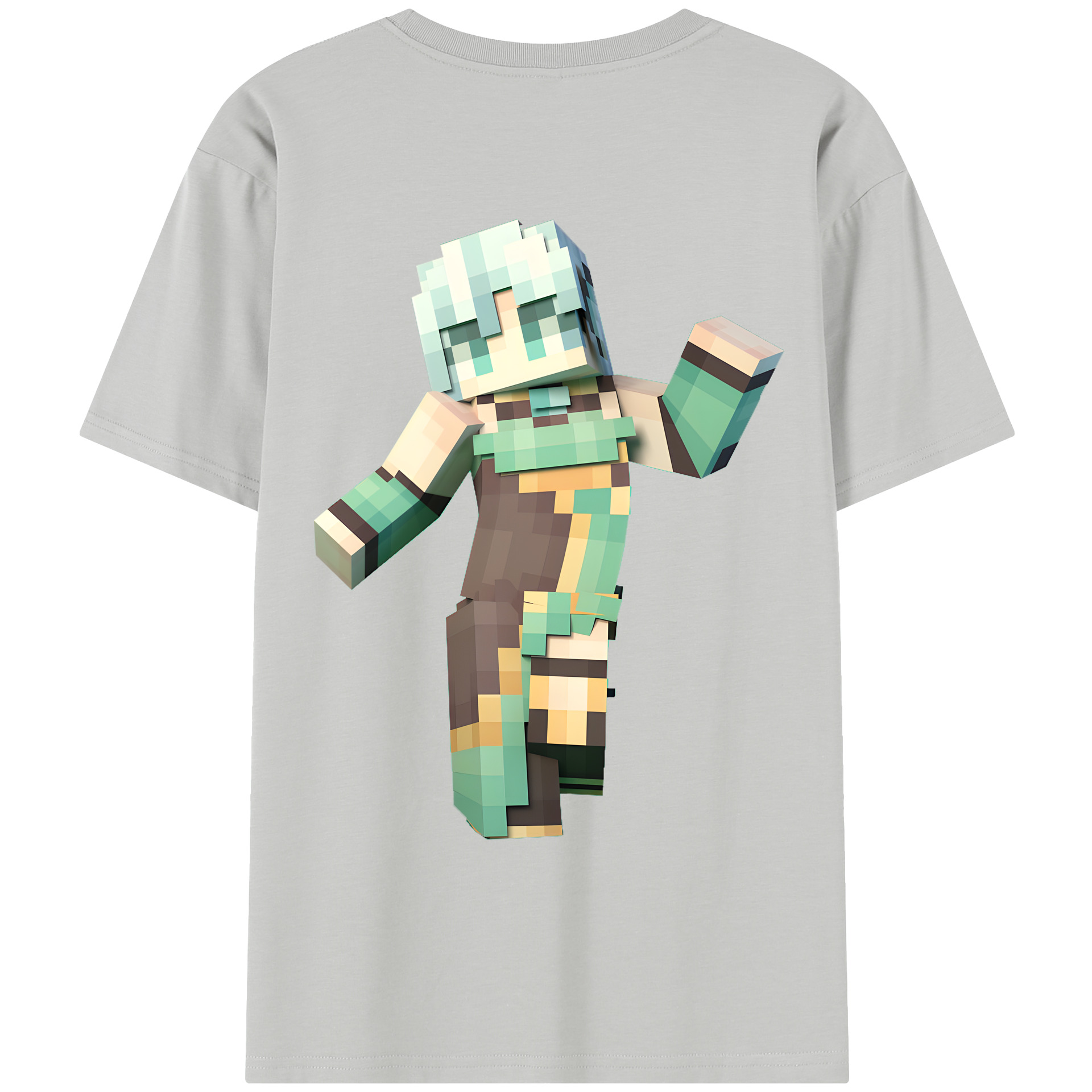 （画像用） マインクラフト ブロックの世界 Minecraft MC Block world レディース半袖Tシャツ(バックプリント)