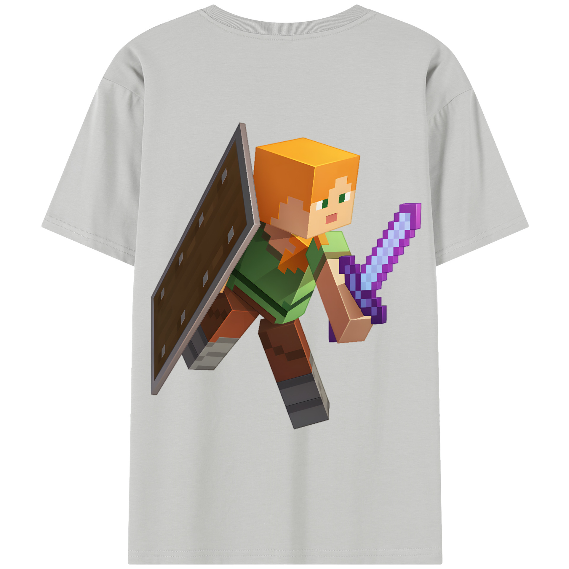 （画像用） マインクラフト ブロックの世界 Minecraft MC Block world レディース半袖Tシャツ(バックプリント)