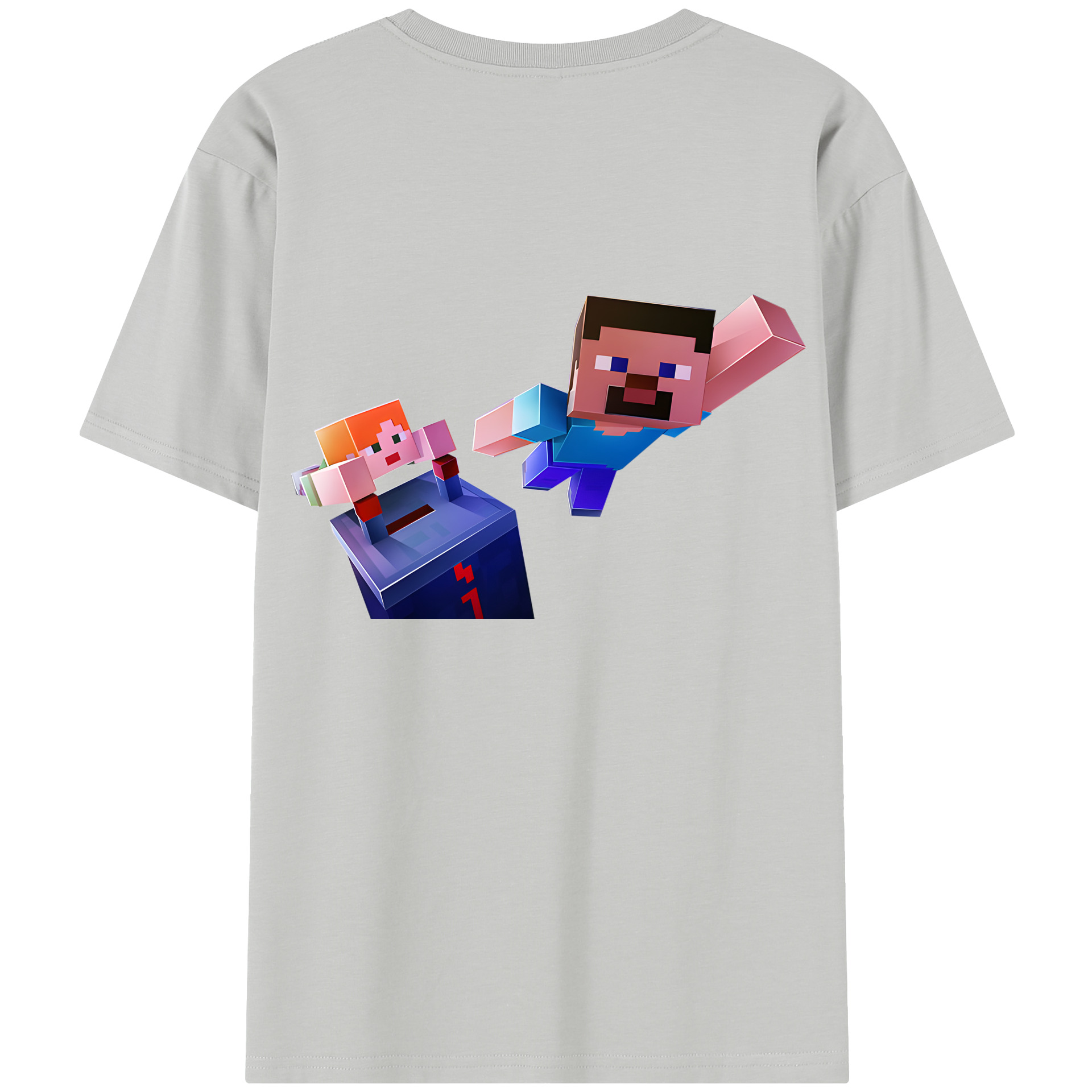 （画像用） マインクラフト ブロックの世界 Minecraft MC Block world レディース半袖Tシャツ(バックプリント)