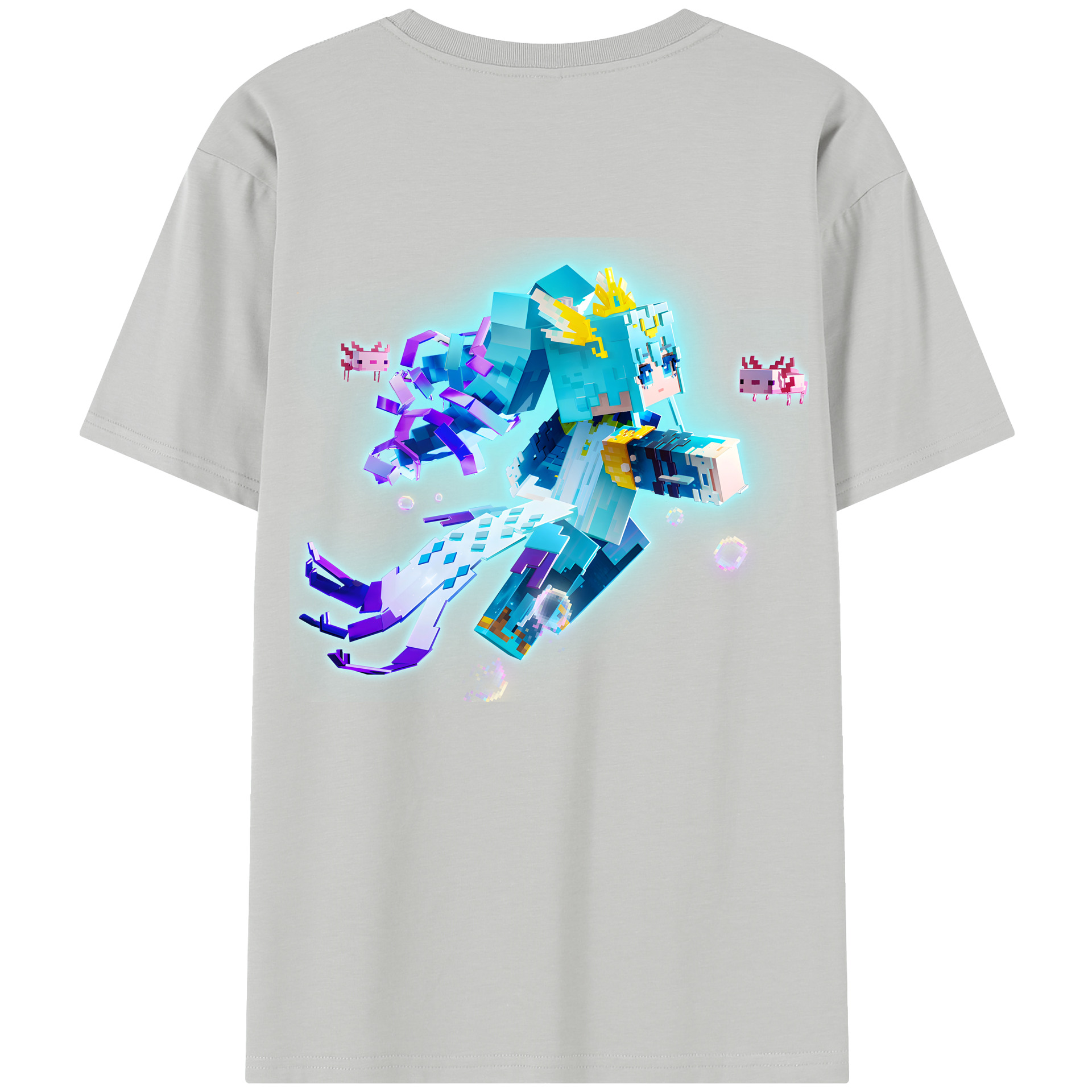 （画像用） マインクラフト ブロックの世界 Minecraft MC Block world レディース半袖Tシャツ(バックプリント)