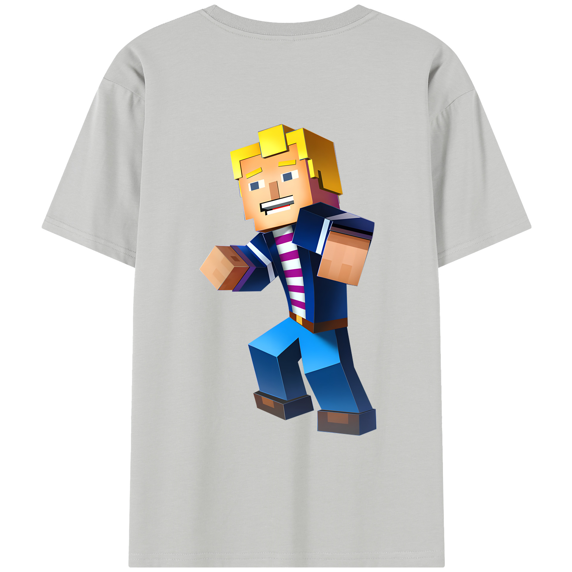 （画像用） マインクラフト ブロックの世界 Minecraft MC Block world レディース半袖Tシャツ(バックプリント)