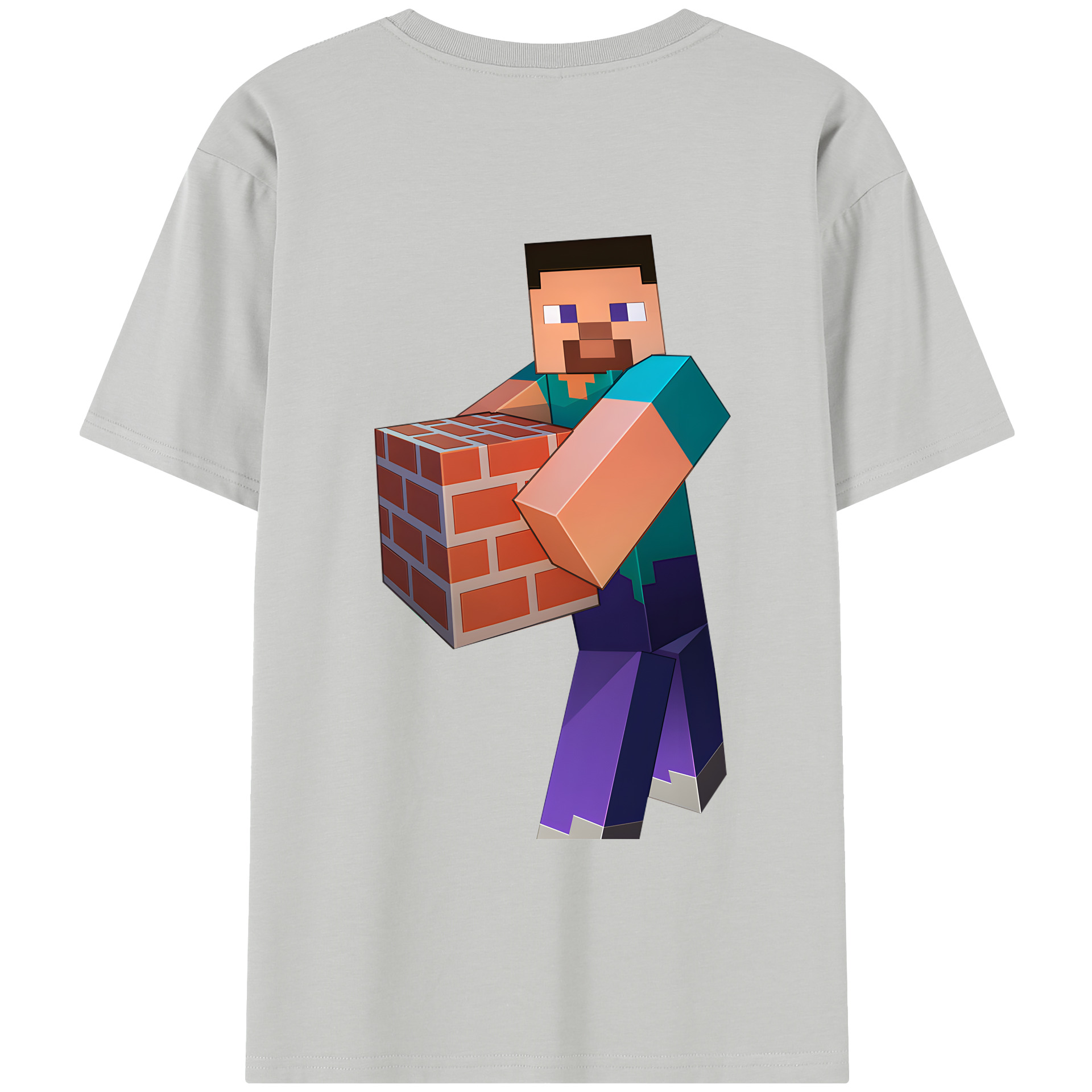 （画像用） マインクラフト ブロックの世界 Minecraft MC Block world レディース半袖Tシャツ(バックプリント)