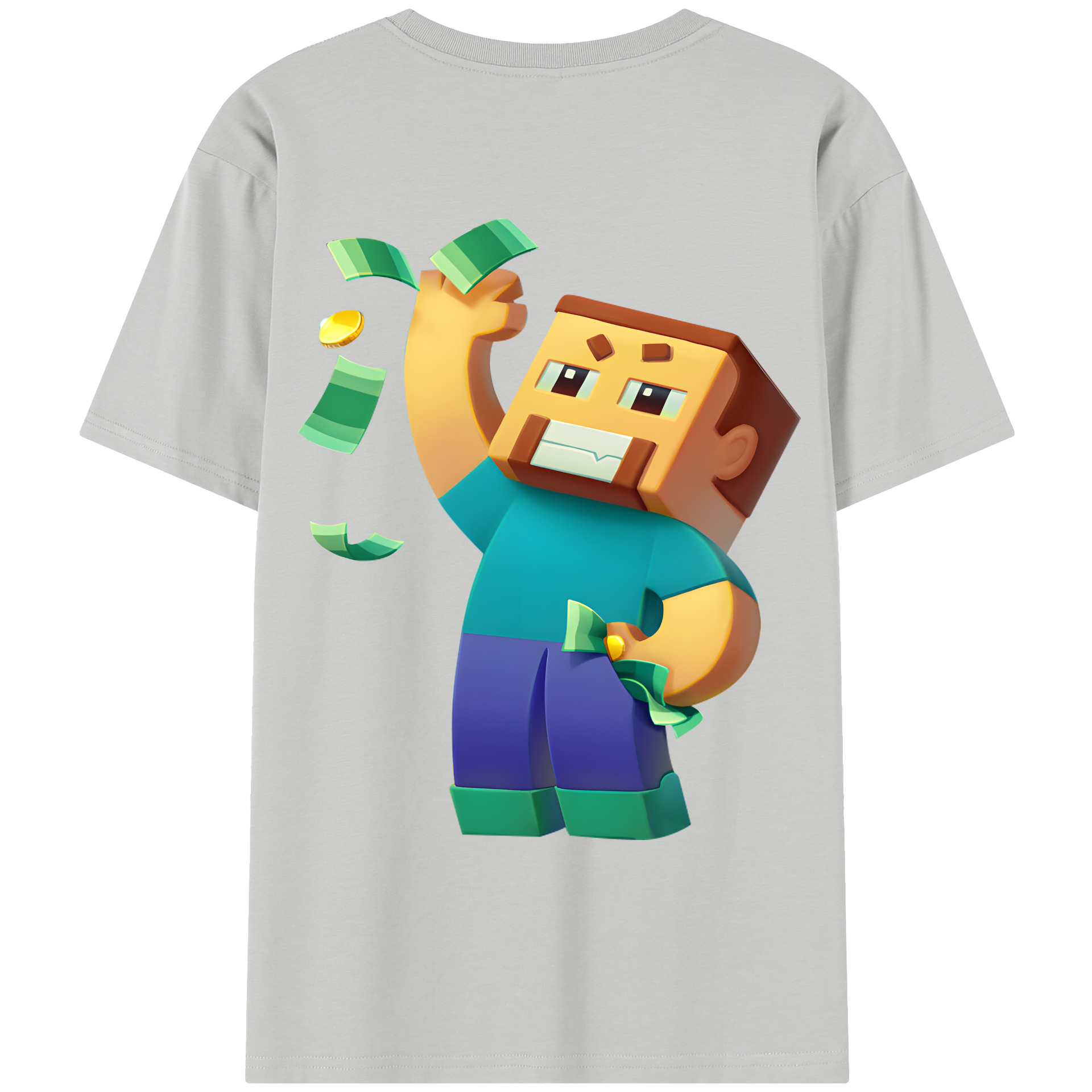 （画像用） マインクラフト ブロックの世界 Minecraft MC Block world レディース半袖Tシャツ(バックプリント)
