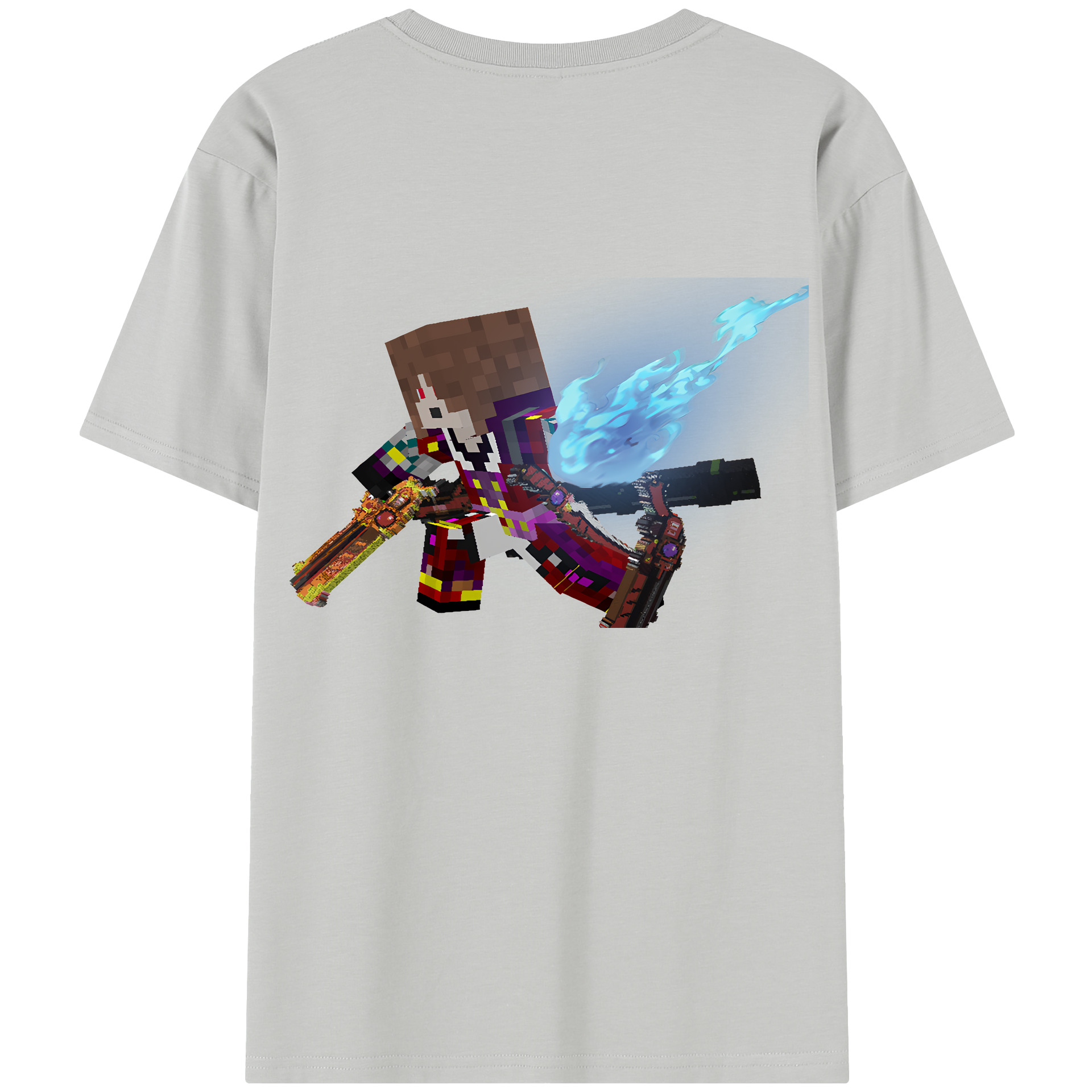 （画像用） マインクラフト ブロックの世界 Minecraft MC Block world レディース半袖Tシャツ(バックプリント)