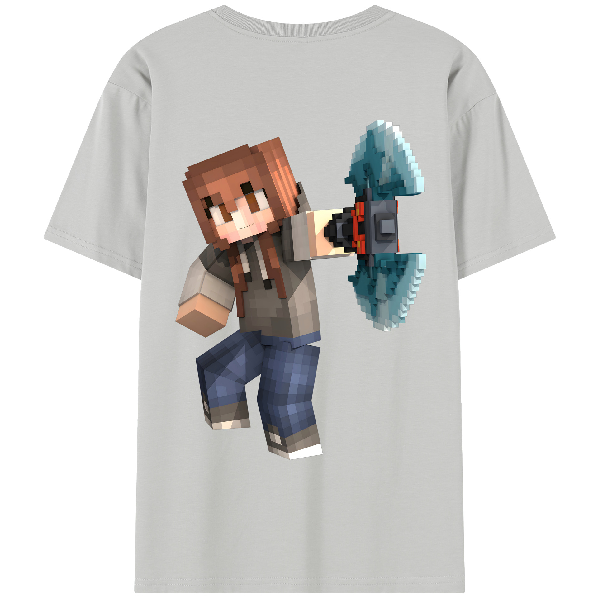 （画像用） マインクラフト ブロックの世界 Minecraft MC Block world レディース半袖Tシャツ(バックプリント)