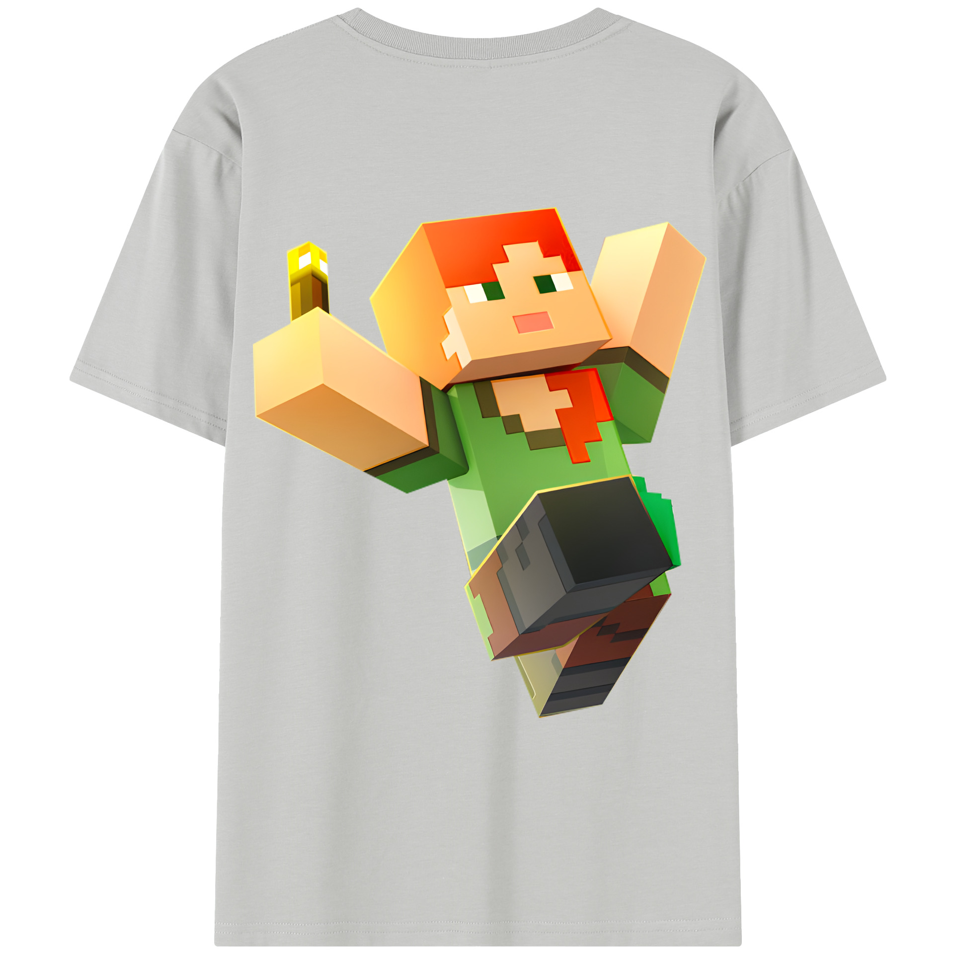 （画像用） マインクラフト ブロックの世界 Minecraft MC Block world レディース半袖Tシャツ(バックプリント)