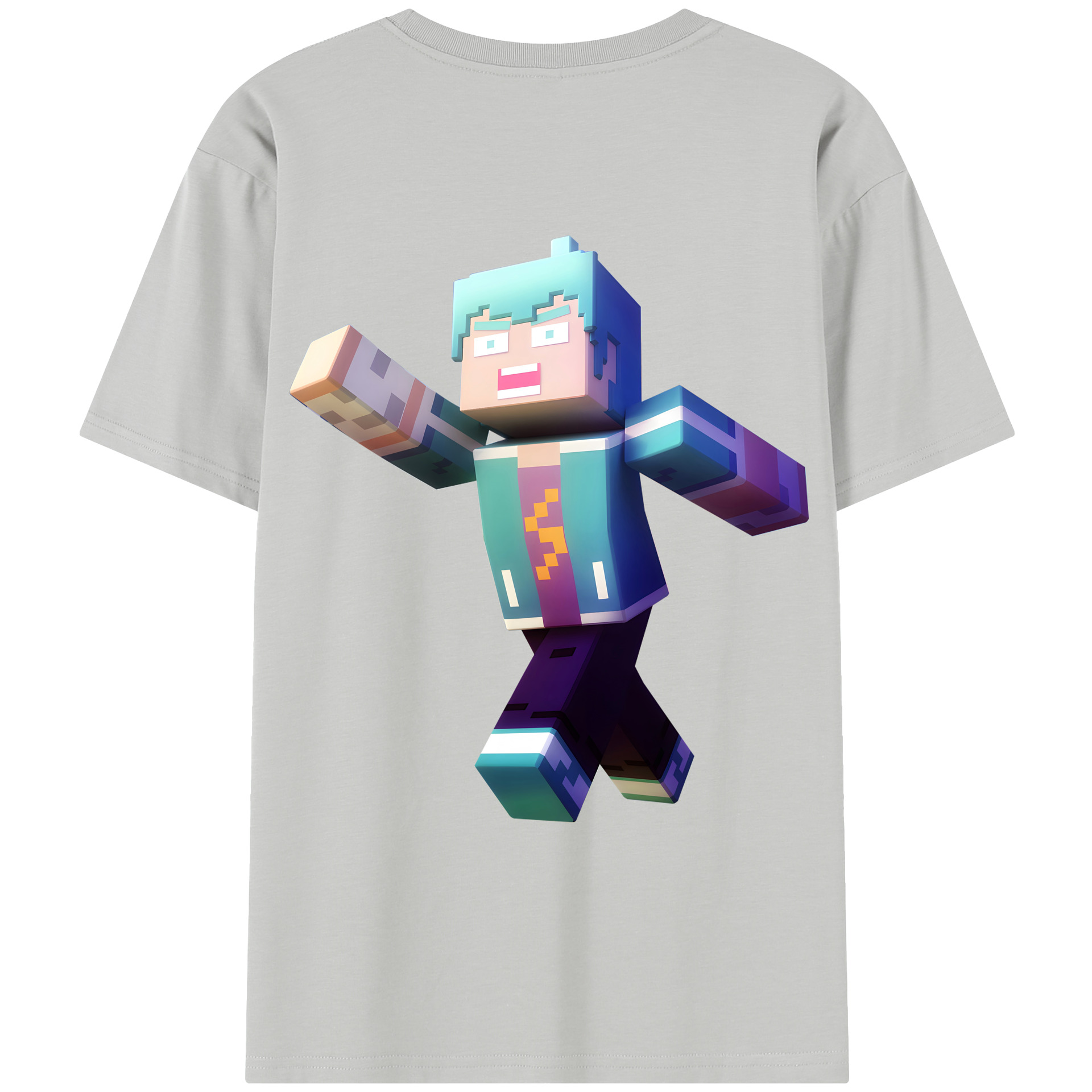 （画像用） マインクラフト ブロックの世界 Minecraft MC Block world レディース半袖Tシャツ(バックプリント)