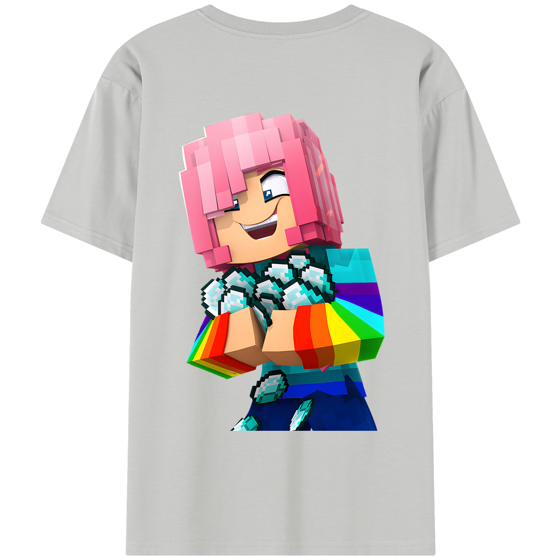 （画像用） マインクラフト ブロックの世界 Minecraft MC Block world レディース半袖Tシャツ(バックプリント)