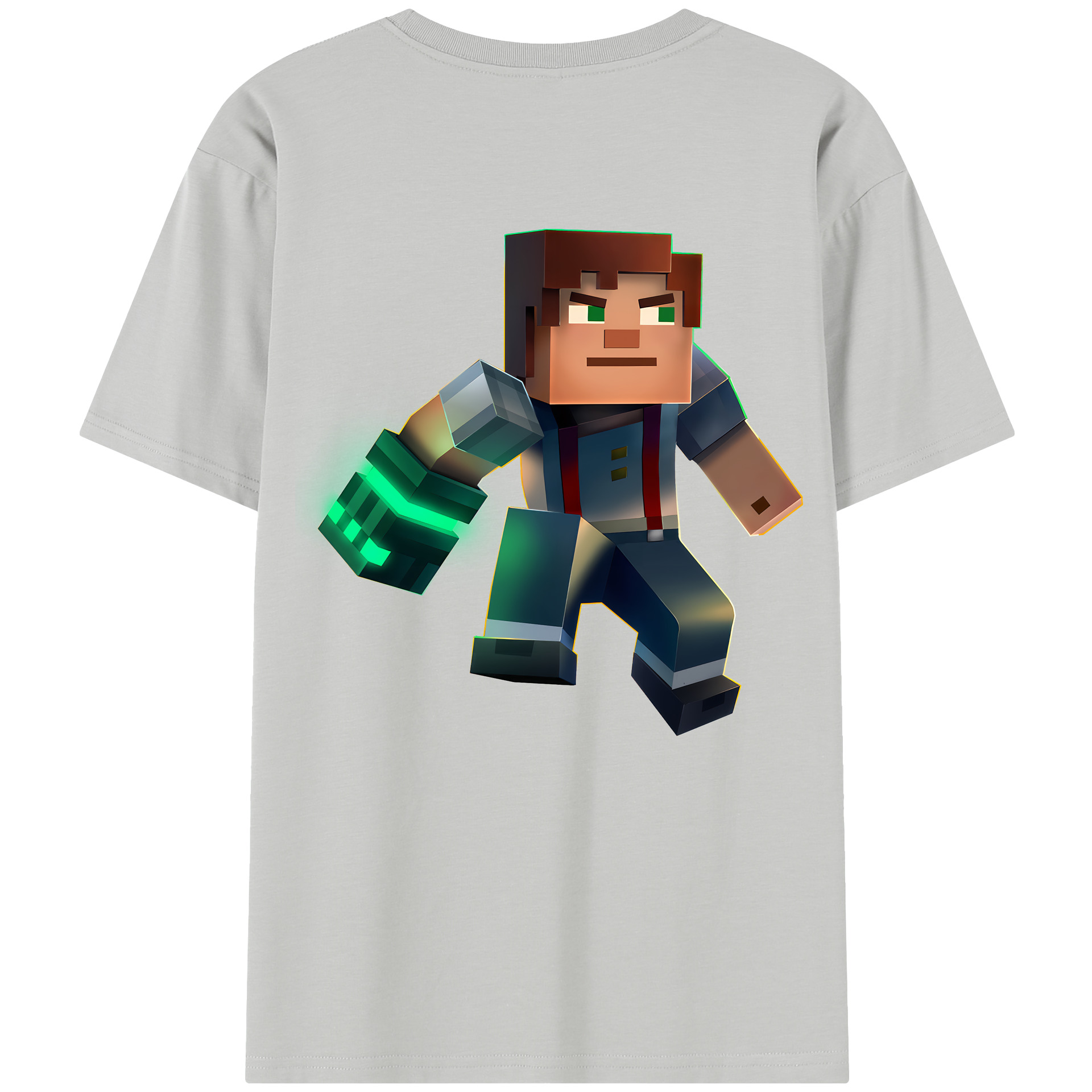（画像用） マインクラフト ブロックの世界 Minecraft MC Block world レディース半袖Tシャツ(バックプリント)