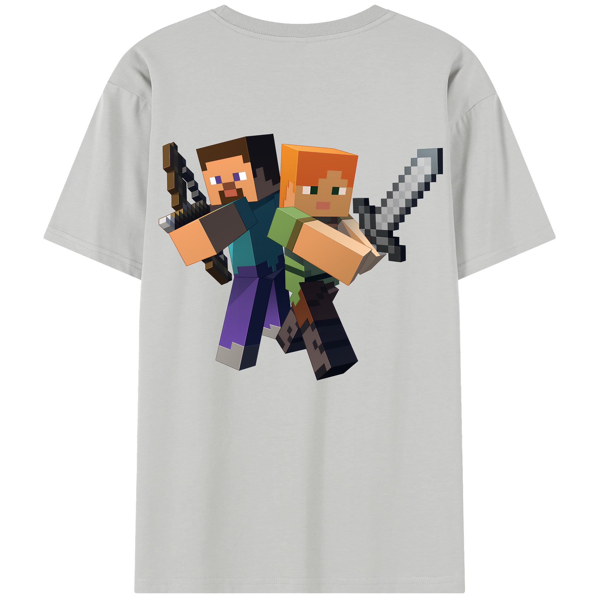 （画像用） マインクラフト ブロックの世界 Minecraft MC Block world レディース半袖Tシャツ(バックプリント)