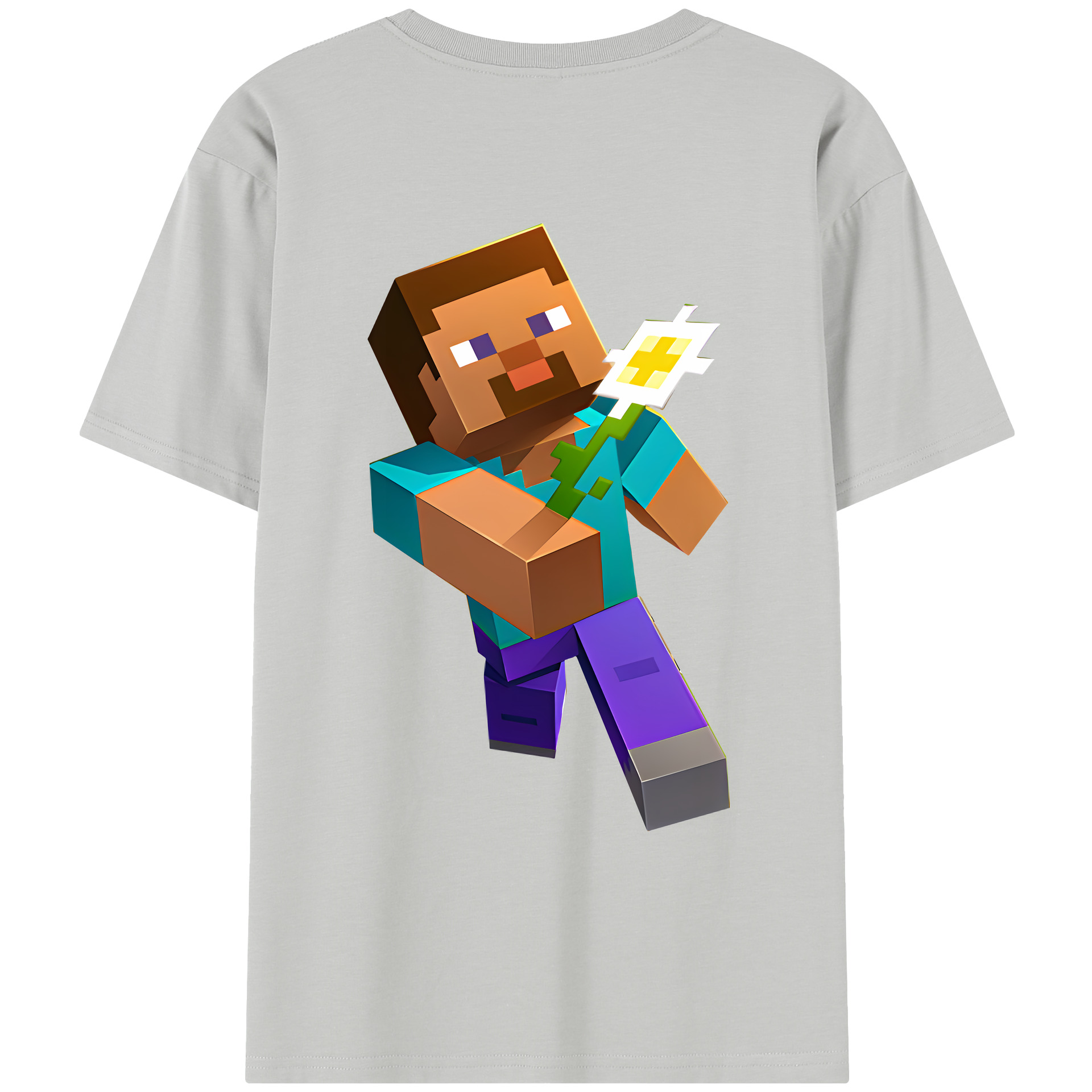 （画像用） マインクラフト ブロックの世界 Minecraft MC Block world レディース半袖Tシャツ(バックプリント)