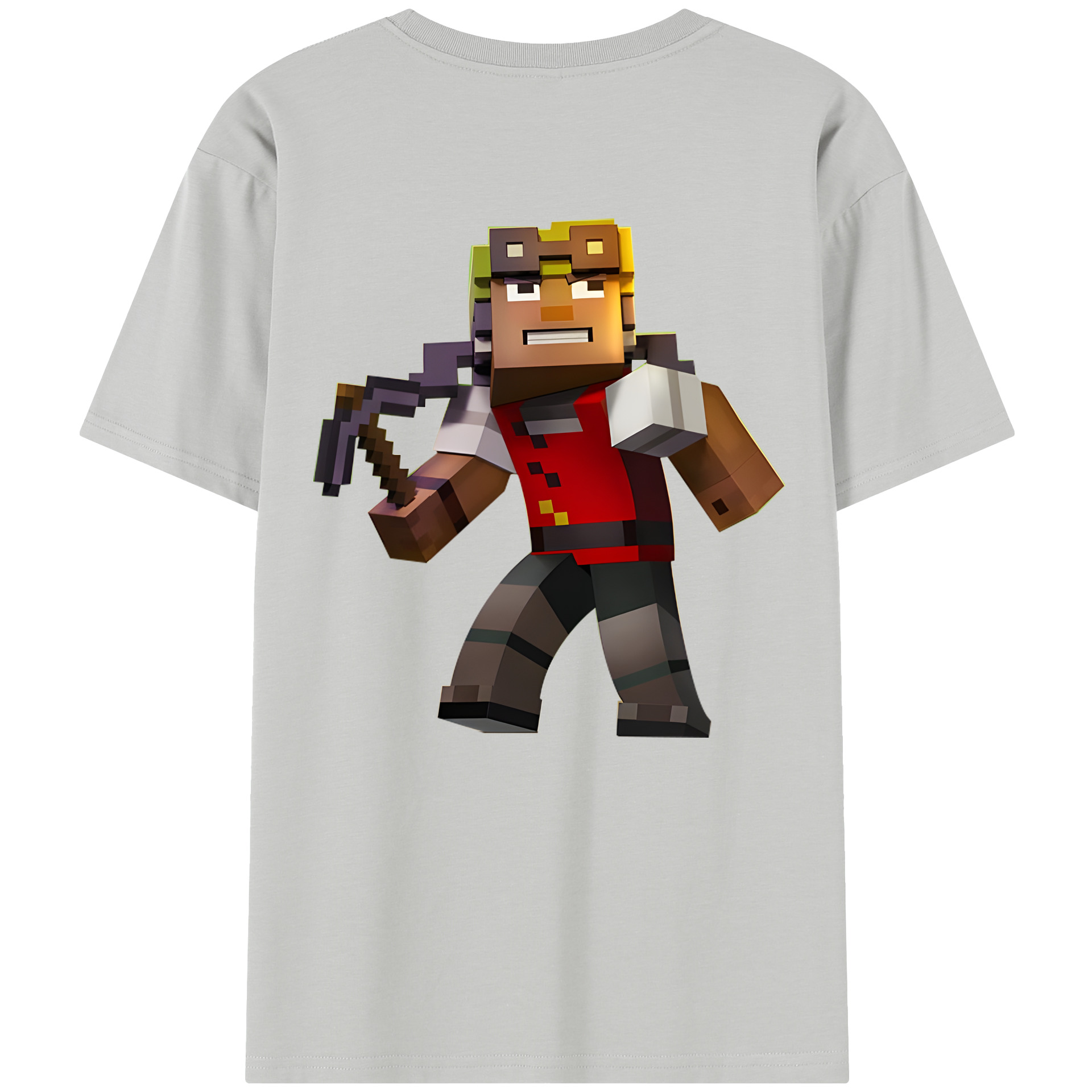 （画像用） マインクラフト ブロックの世界 Minecraft MC Block world レディース半袖Tシャツ(バックプリント)
