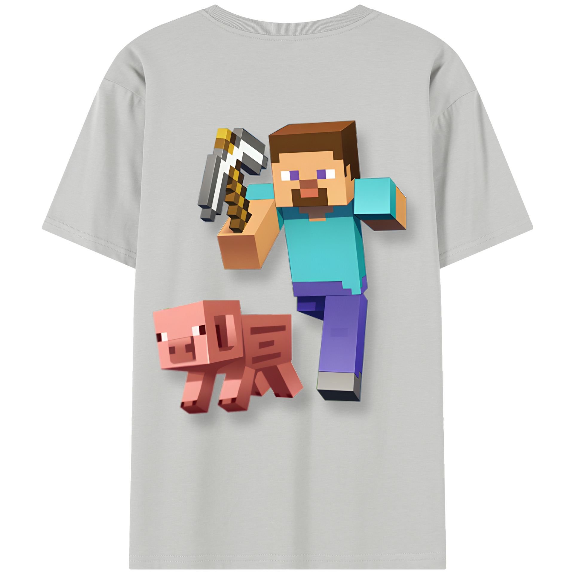 （画像用） マインクラフト ブロックの世界 Minecraft MC Block world レディース半袖Tシャツ(バックプリント)