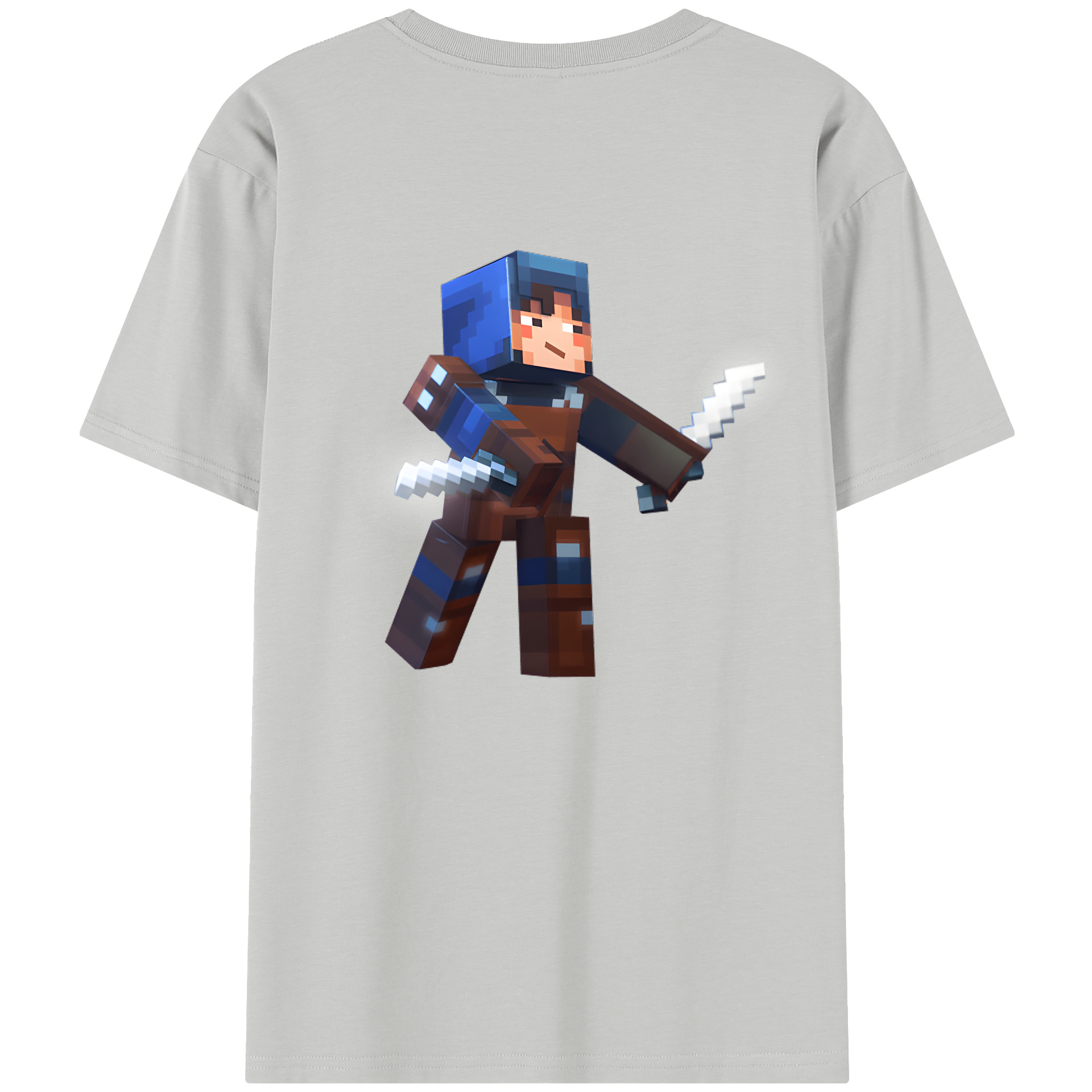（画像用） マインクラフト ブロックの世界 Minecraft MC Block world レディース半袖Tシャツ(バックプリント)