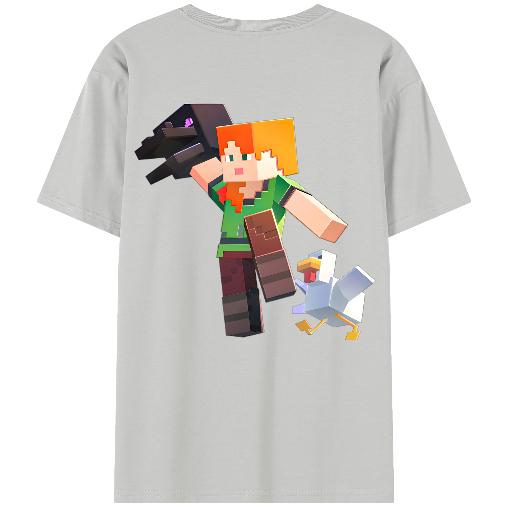 （画像用） マインクラフト ブロックの世界 Minecraft MC Block world レディース半袖Tシャツ(バックプリント)