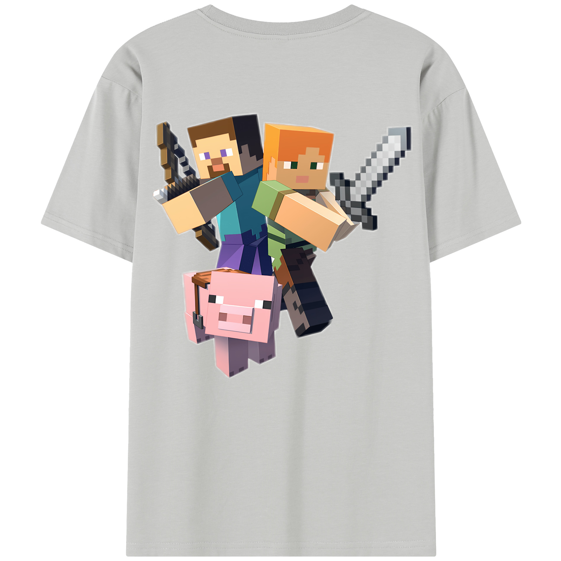 （画像用） マインクラフト ブロックの世界 Minecraft MC Block world レディース半袖Tシャツ(バックプリント)