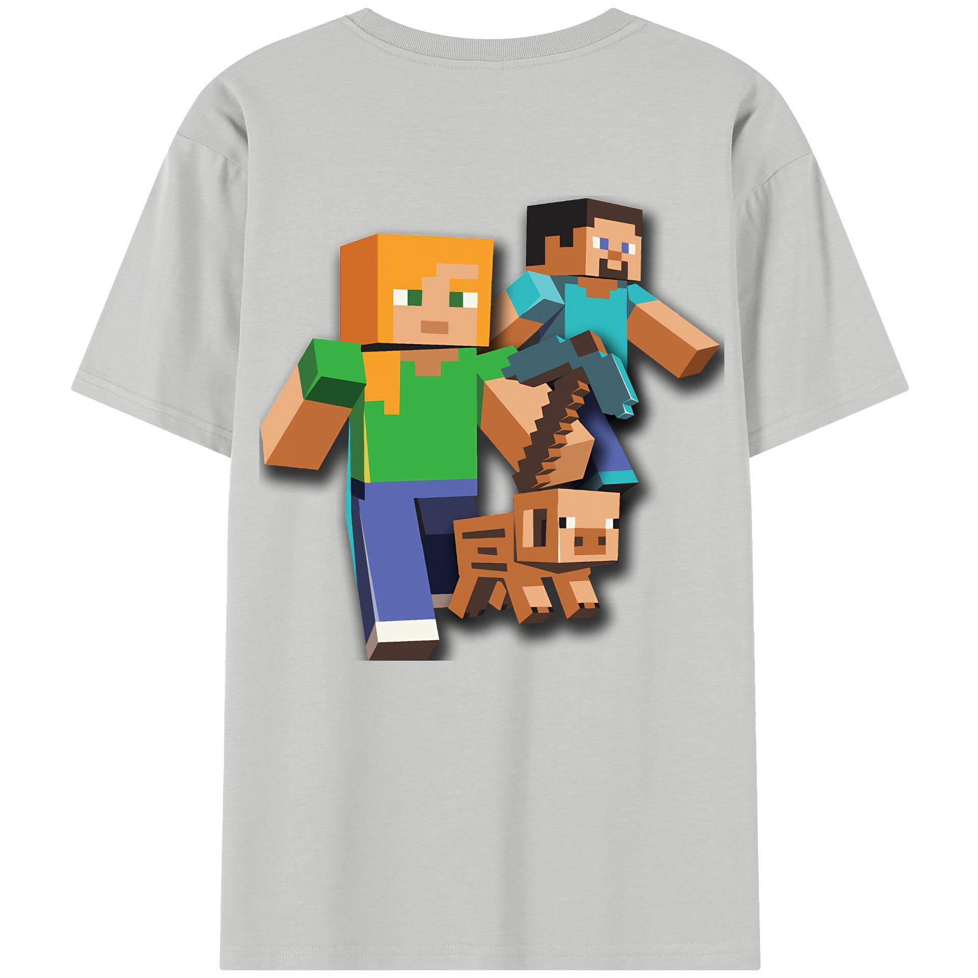 （画像用） マインクラフト ブロックの世界 Minecraft MC Block world レディース半袖Tシャツ(バックプリント)