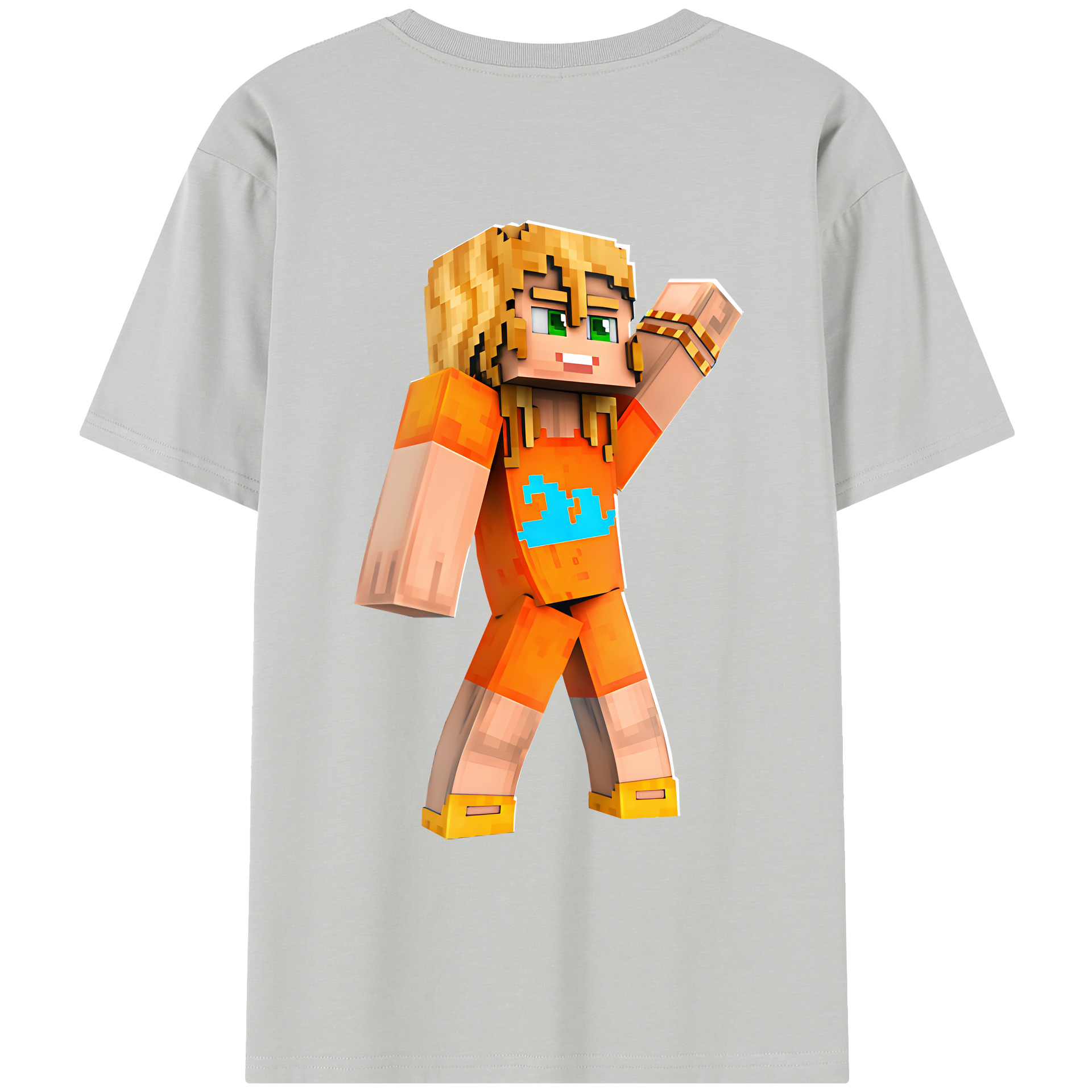 （画像用） マインクラフト ブロックの世界 Minecraft MC Block world レディース半袖Tシャツ(バックプリント)