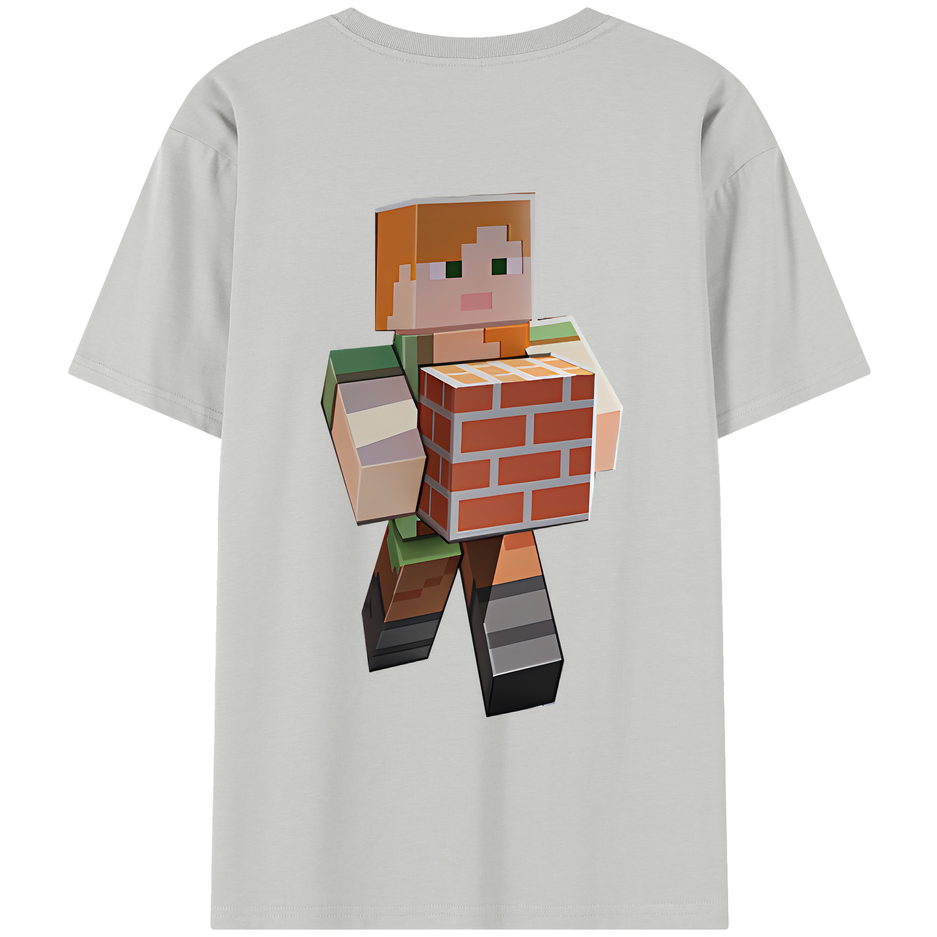 （画像用） マインクラフト ブロックの世界 Minecraft MC Block world レディース半袖Tシャツ(バックプリント)