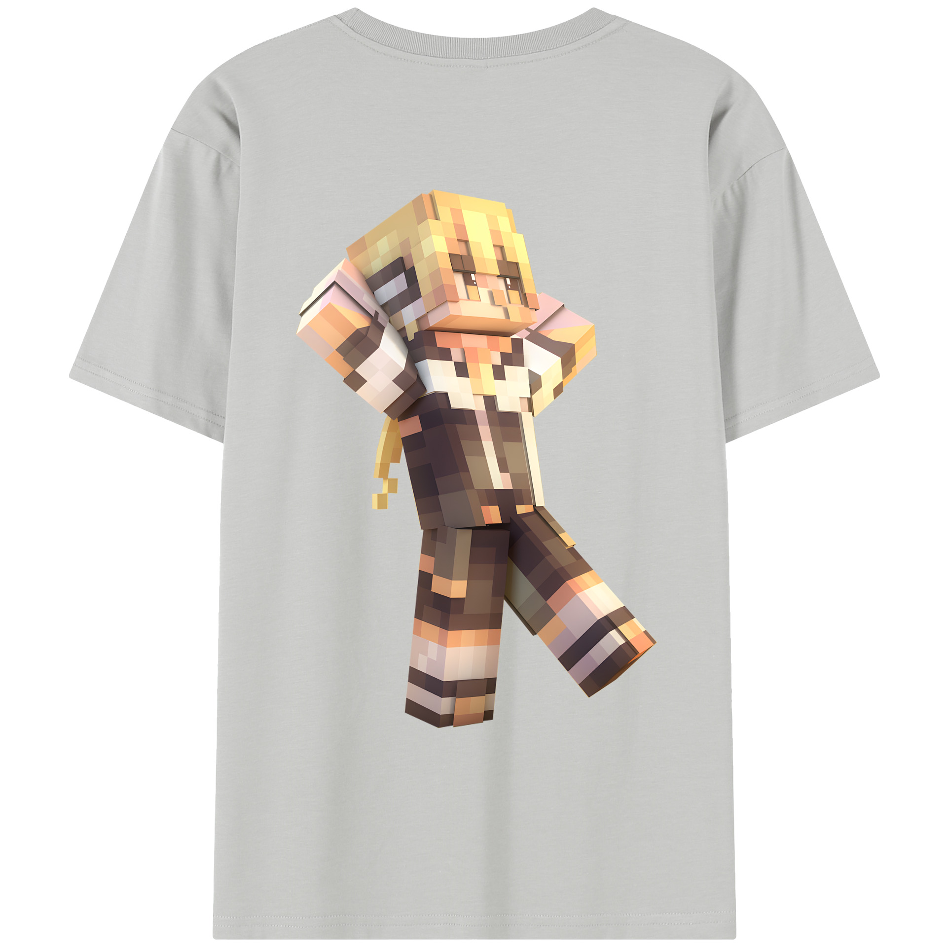 （画像用） マインクラフト ブロックの世界 Minecraft MC Block world レディース半袖Tシャツ(バックプリント)