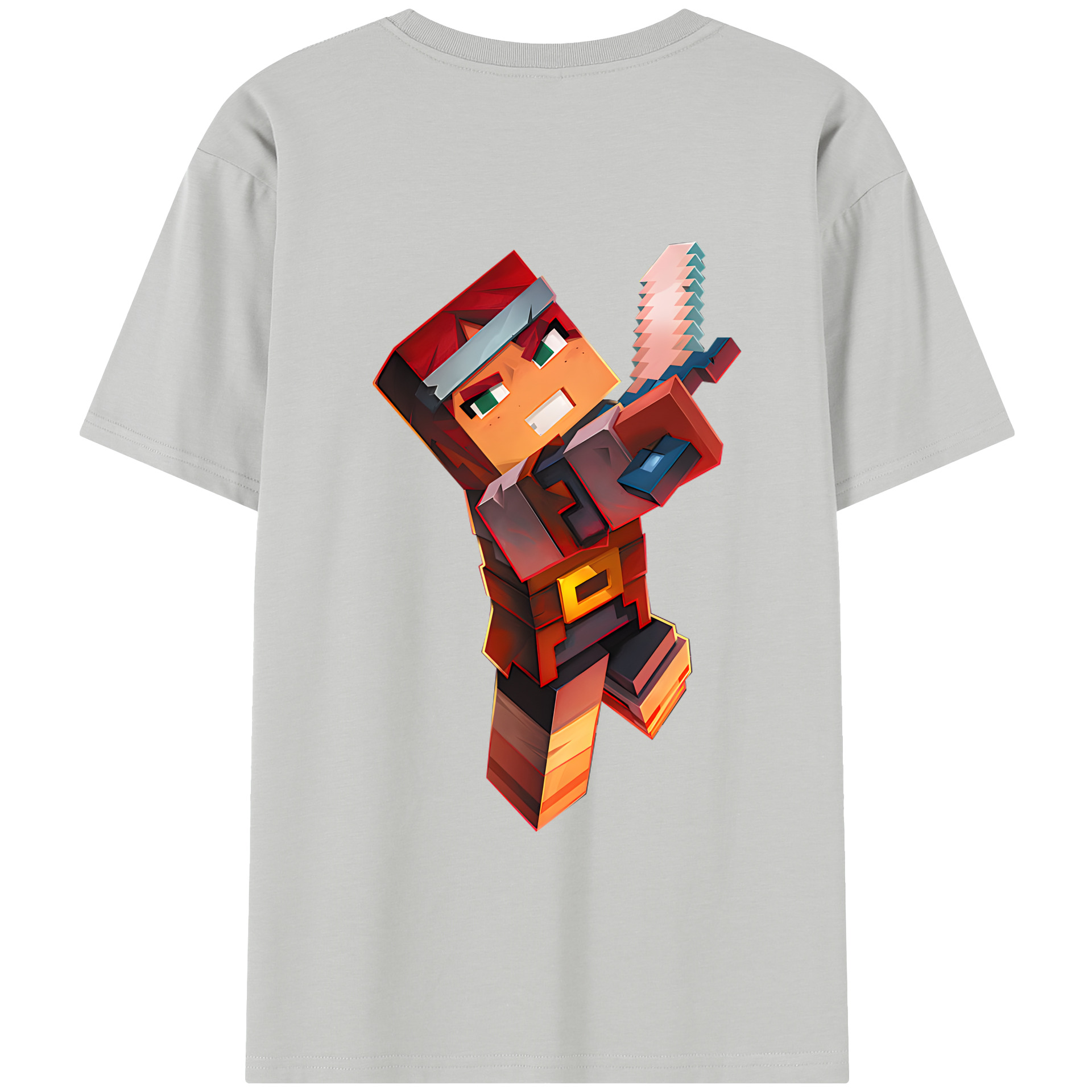 （画像用） マインクラフト ブロックの世界 Minecraft MC Block world レディース半袖Tシャツ(バックプリント)