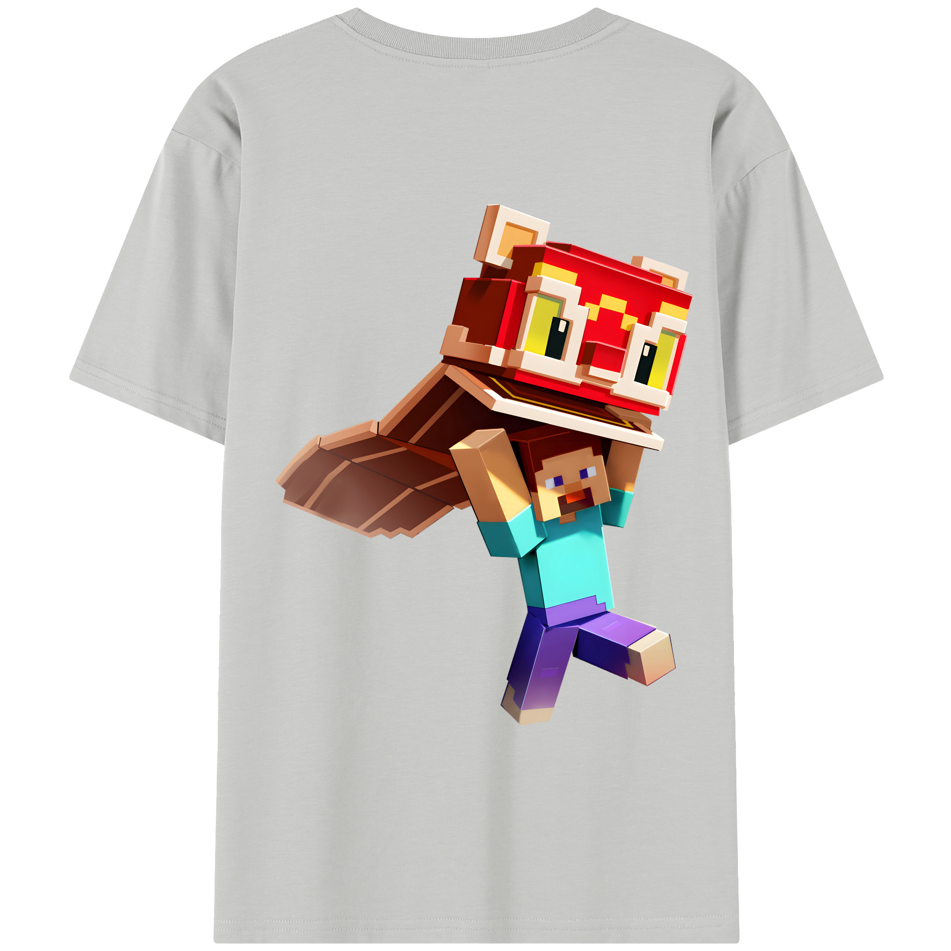 （画像用） マインクラフト ブロックの世界 Minecraft MC Block world レディース半袖Tシャツ(バックプリント)