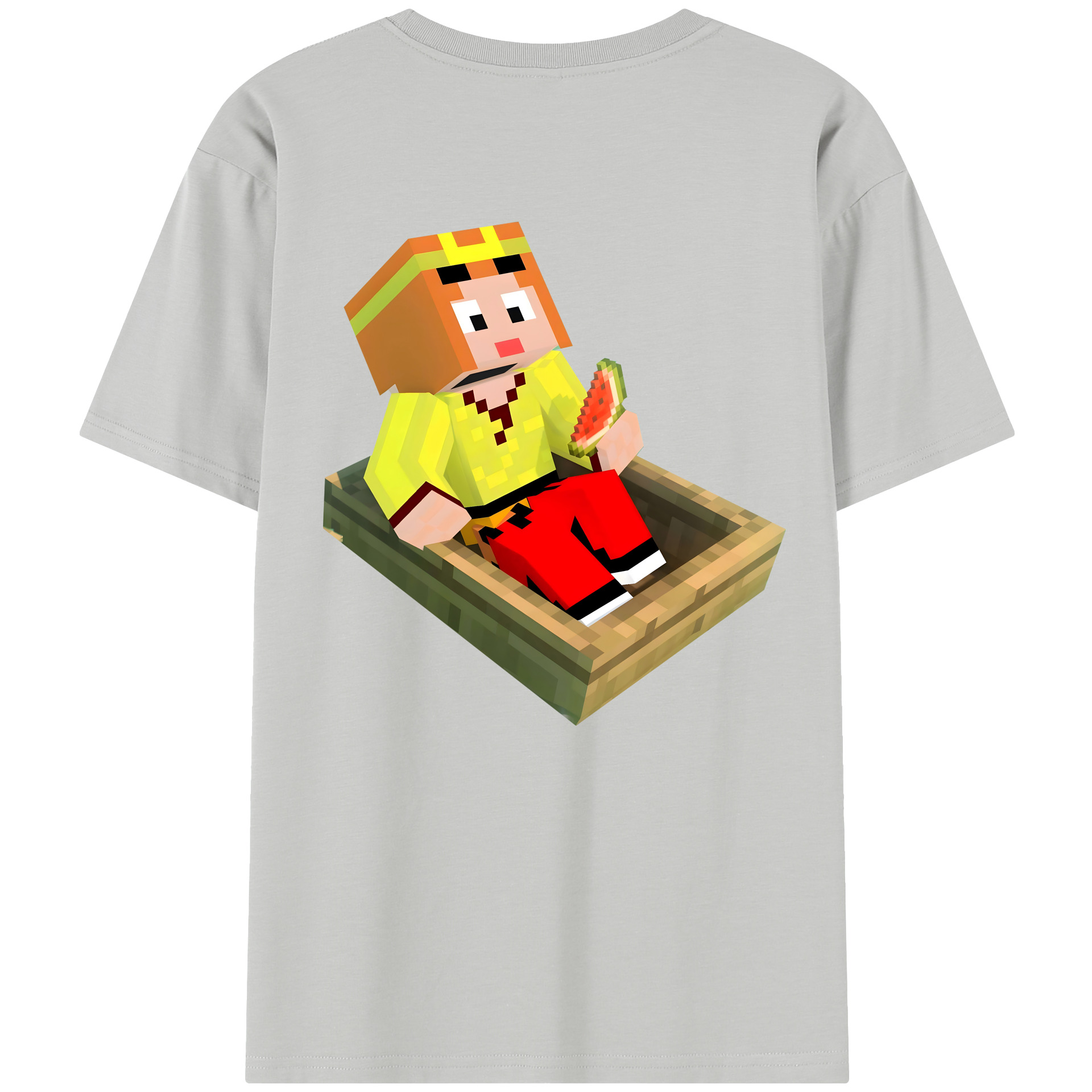 （画像用） マインクラフト ブロックの世界 Minecraft MC Block world レディース半袖Tシャツ(バックプリント)