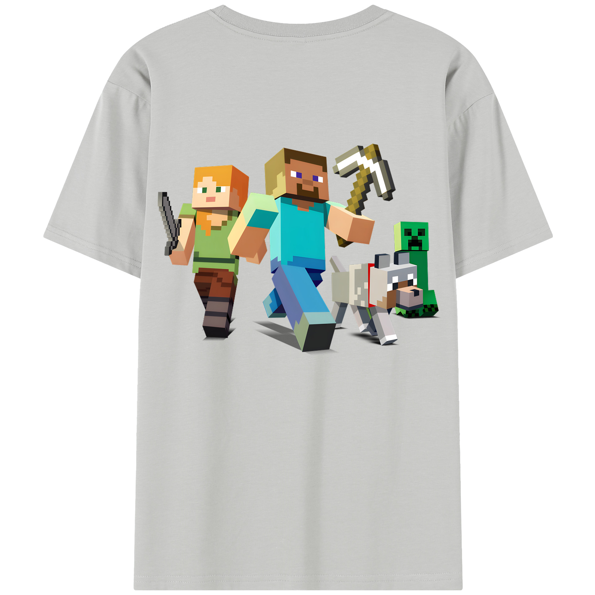 （画像用） マインクラフト ブロックの世界 Minecraft MC Block world レディース半袖Tシャツ(バックプリント)