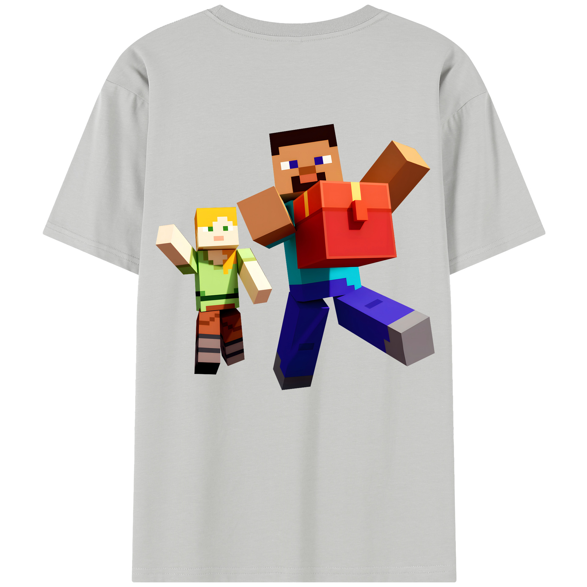 （画像用） マインクラフト ブロックの世界 Minecraft MC Block world レディース半袖Tシャツ(バックプリント)
