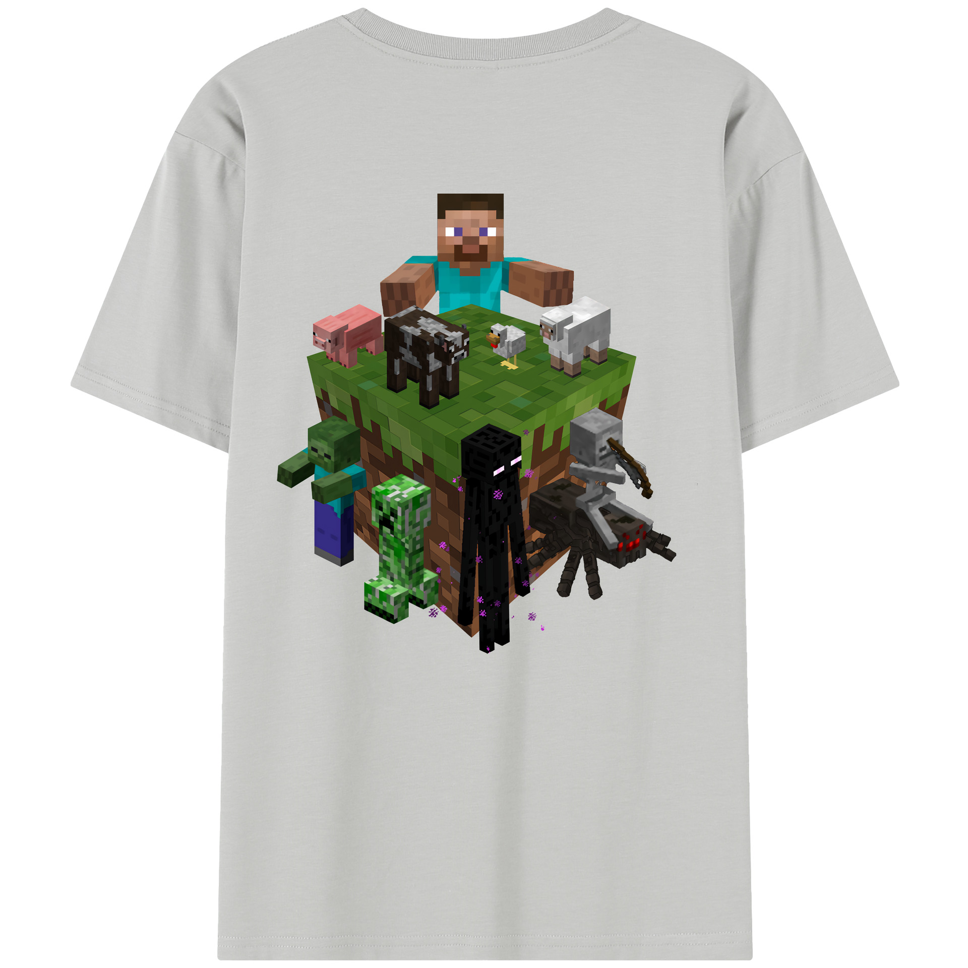 （画像用） マインクラフト ブロックの世界 Minecraft MC Block world レディース半袖Tシャツ(バックプリント)