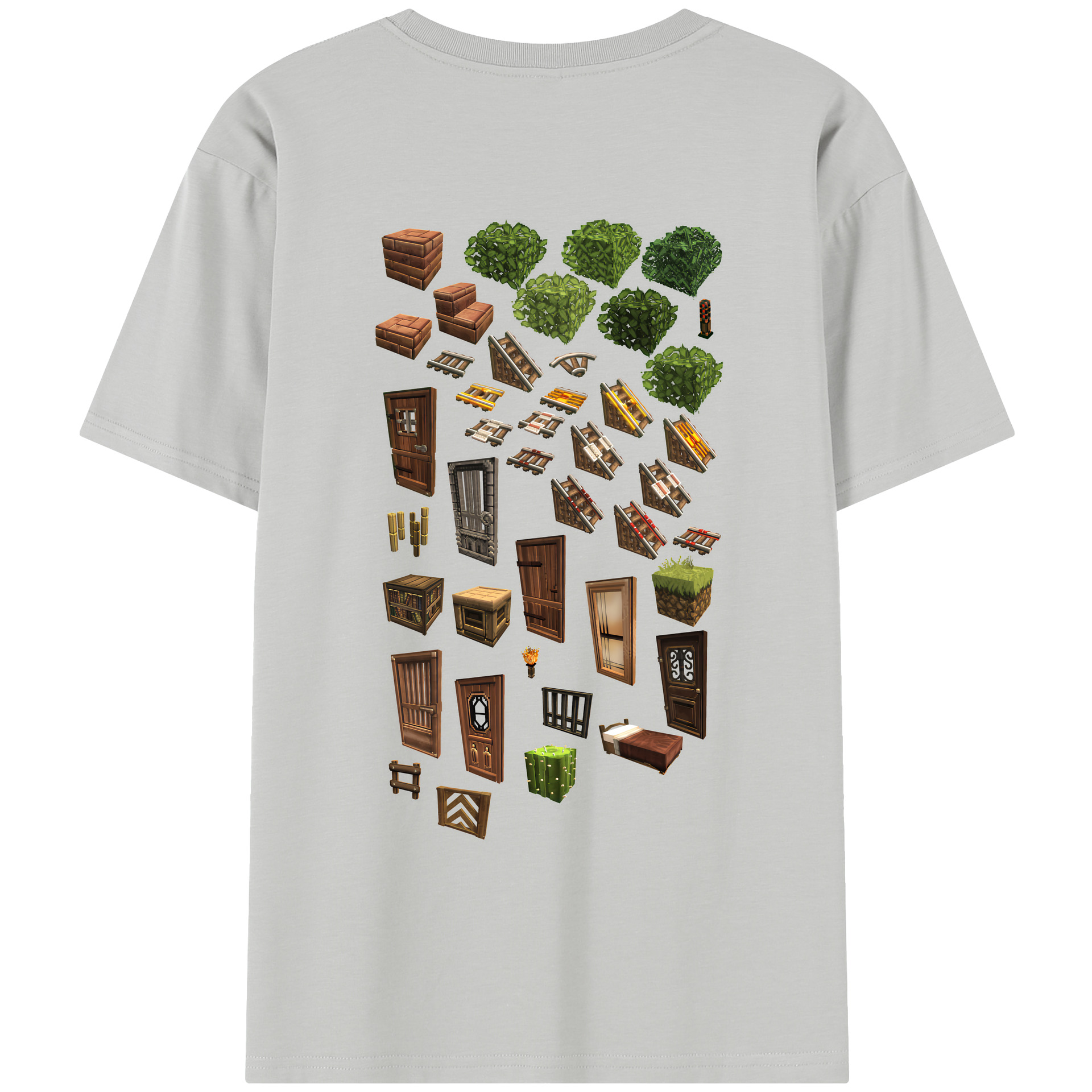 （画像用） マインクラフト ブロックの世界 Minecraft MC Block world レディース半袖Tシャツ(バックプリント)