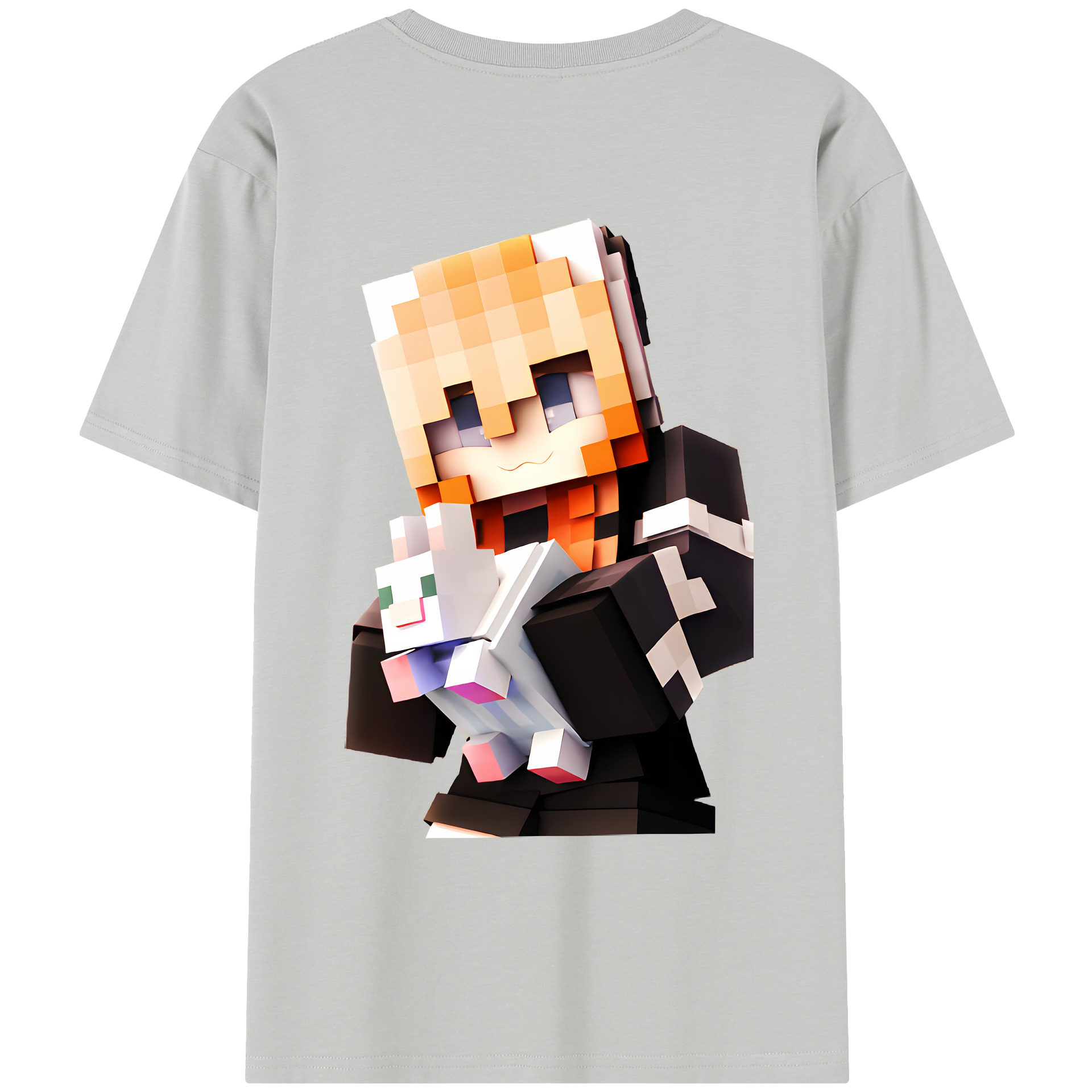 （画像用） マインクラフト ブロックの世界 Minecraft MC Block world レディース半袖Tシャツ(バックプリント)