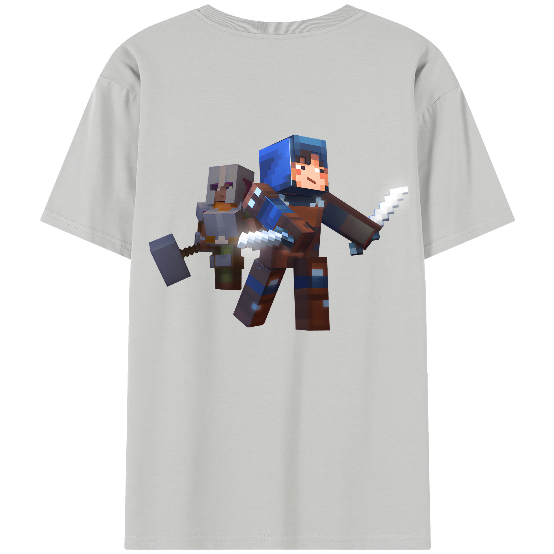 （画像用） マインクラフト ブロックの世界 Minecraft MC Block world レディース半袖Tシャツ(バックプリント)