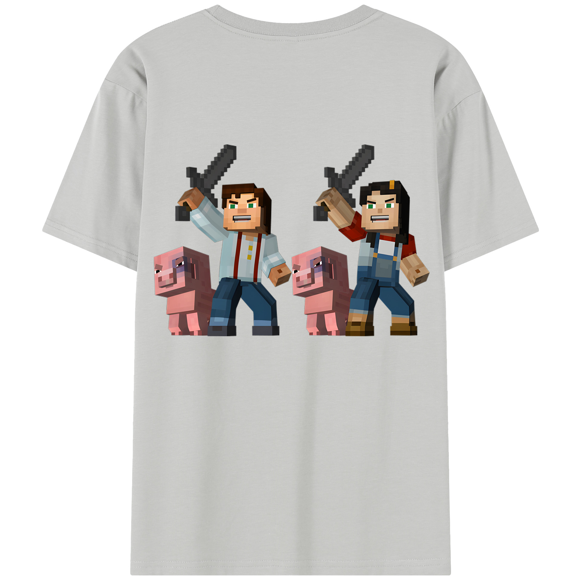 （画像用） マインクラフト ブロックの世界 Minecraft MC Block world レディース半袖Tシャツ(バックプリント)