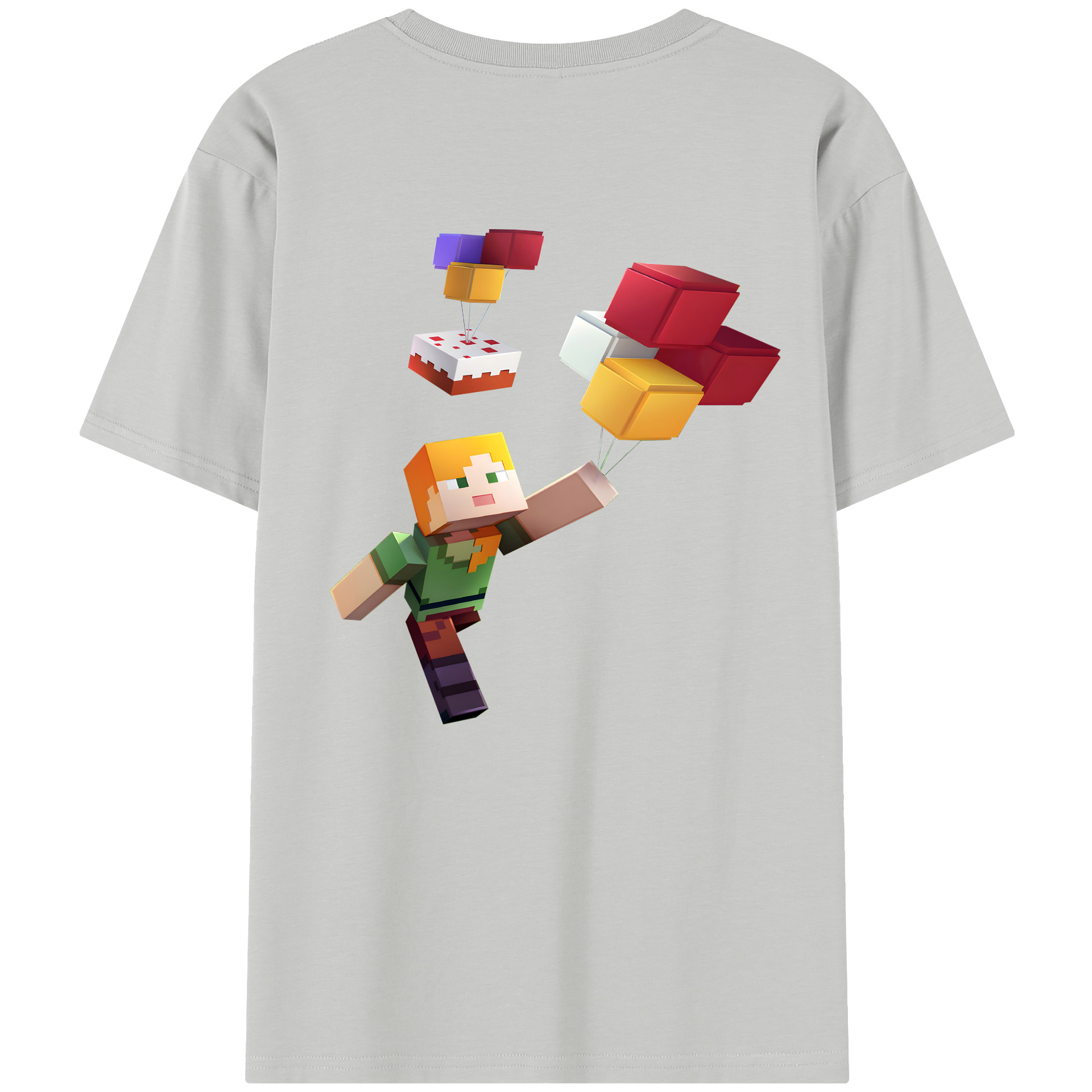 （画像用） マインクラフト ブロックの世界 Minecraft MC Block world レディース半袖Tシャツ(バックプリント)