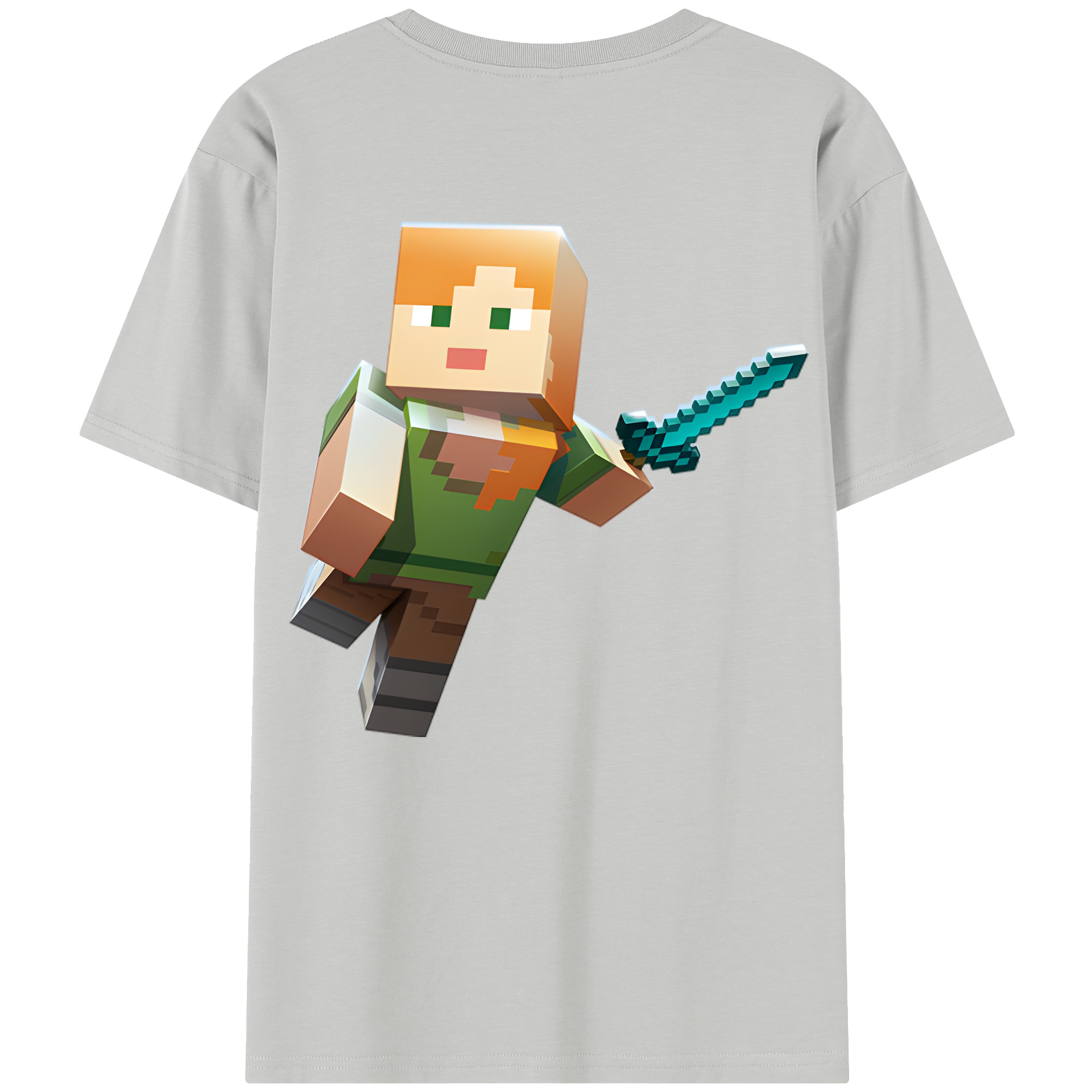 （画像用） マインクラフト ブロックの世界 Minecraft MC Block world レディース半袖Tシャツ(バックプリント)