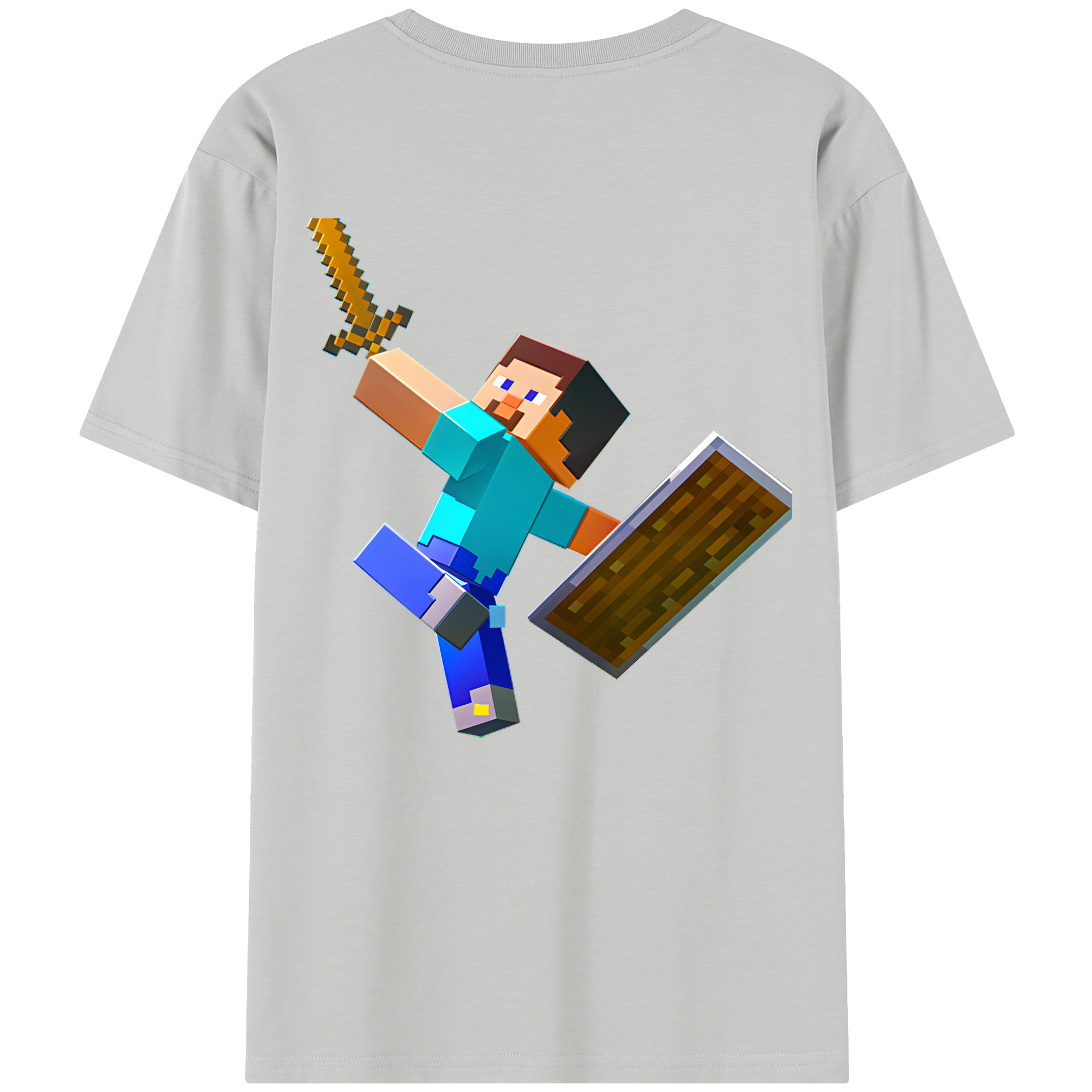 （画像用） マインクラフト ブロックの世界 Minecraft MC Block world レディース半袖Tシャツ(バックプリント)